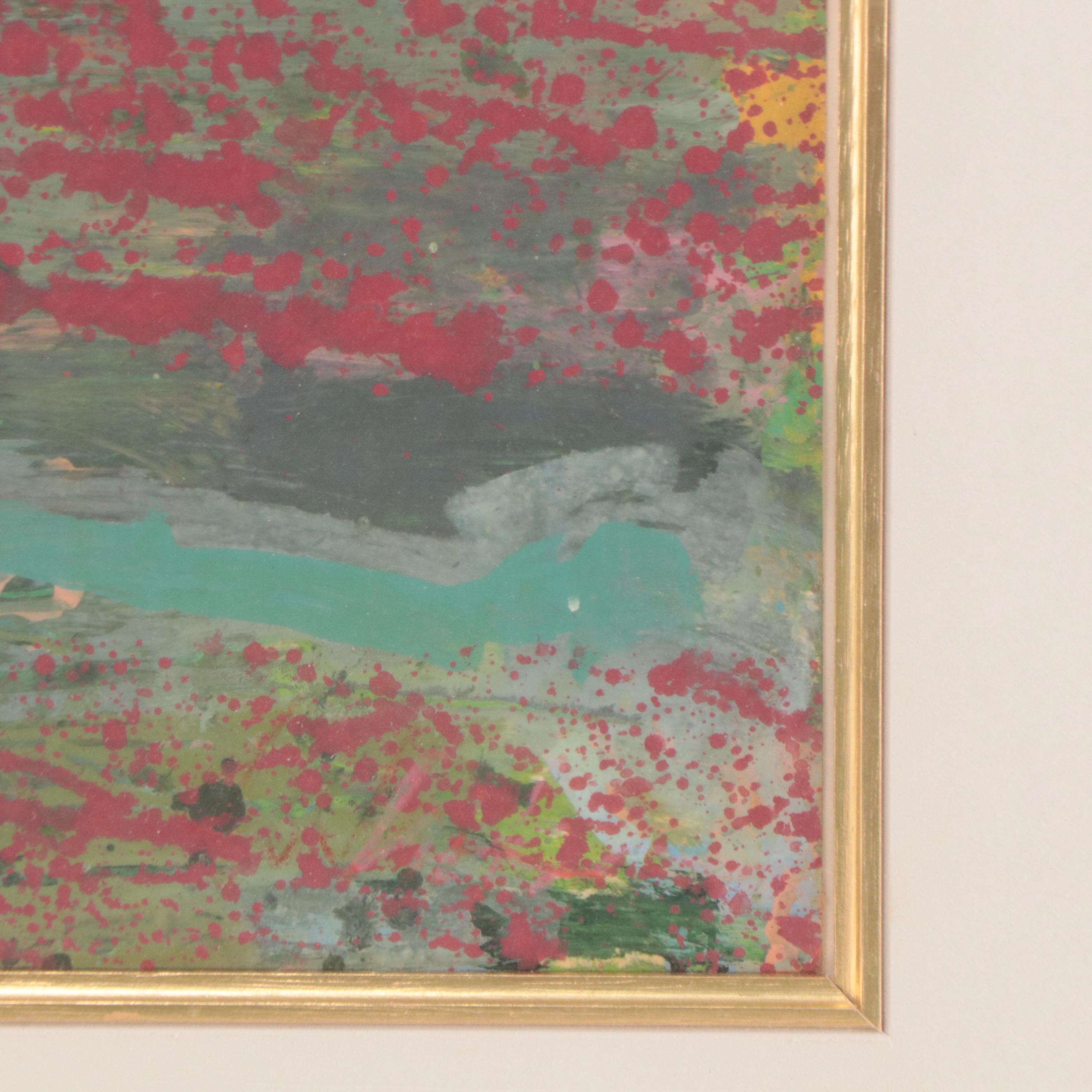 Harry Hilson Abstract Landscape Acrylic Painting, Circa 1980