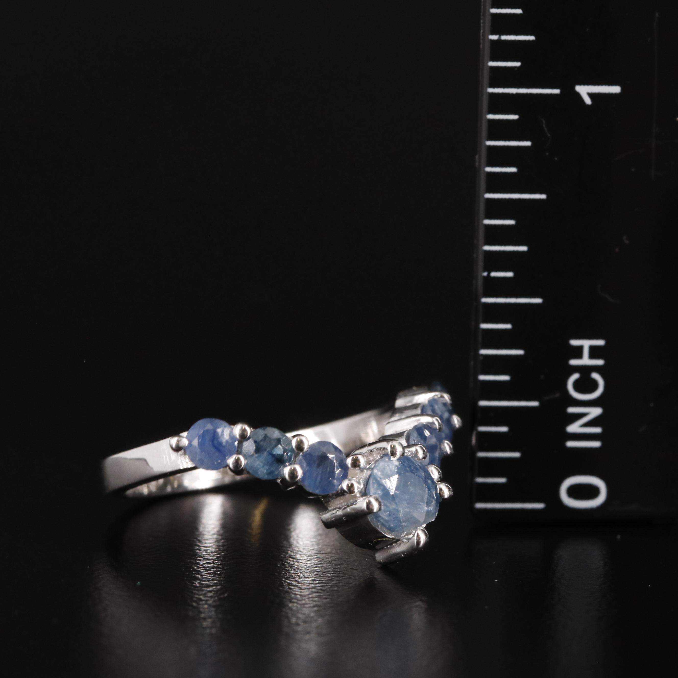 Sterling Sapphire Chevron Band