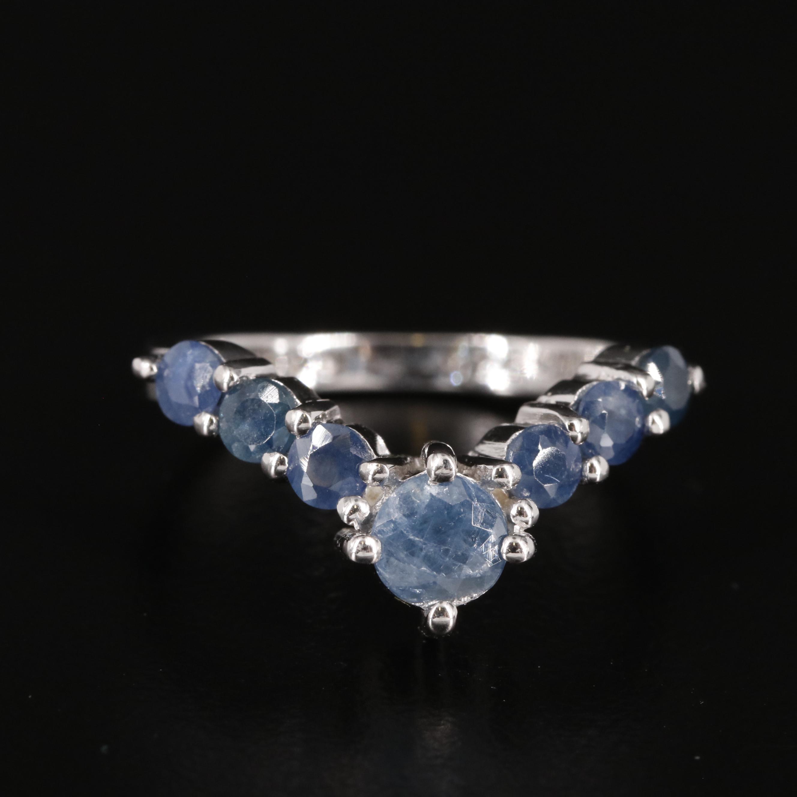 Sterling Sapphire Chevron Band