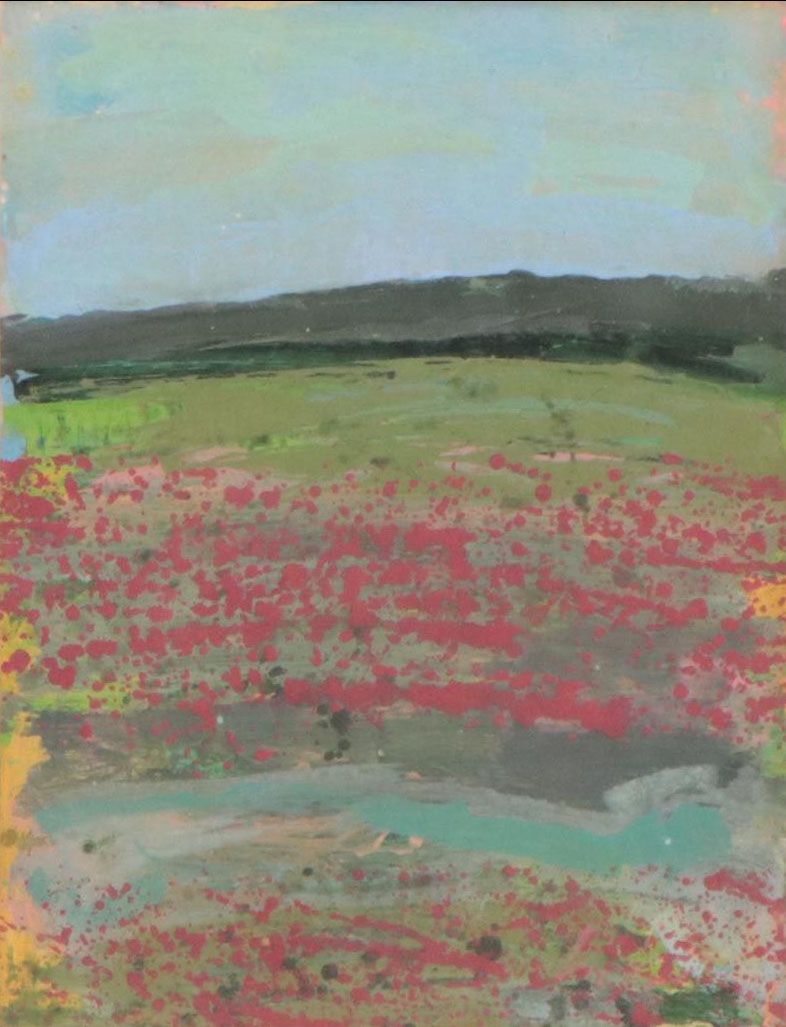 Harry Hilson Abstract Landscape Acrylic Painting, Circa 1980