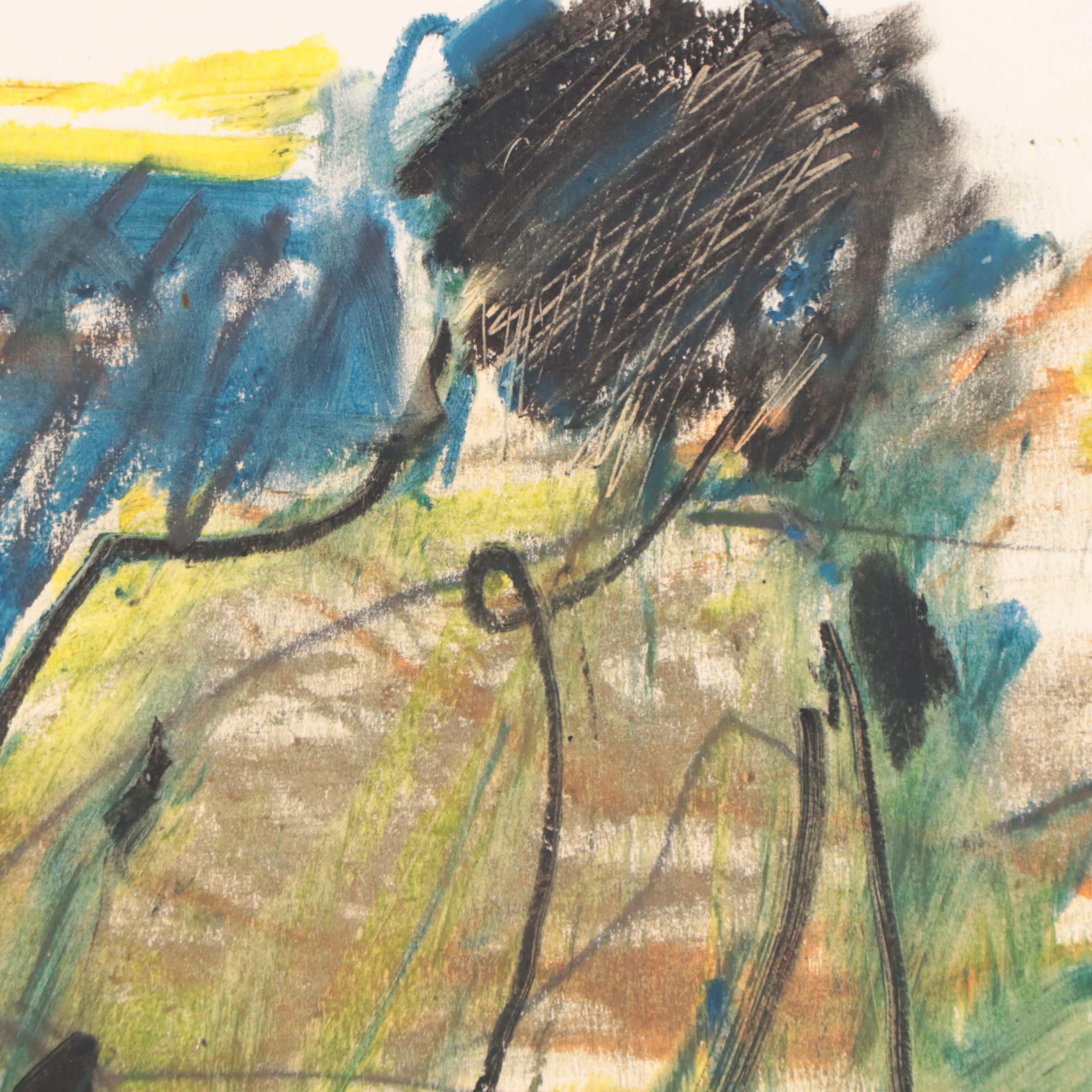 Jack Meanwell Expressionist Oil Pastel Figure Drawing, Circa 1980