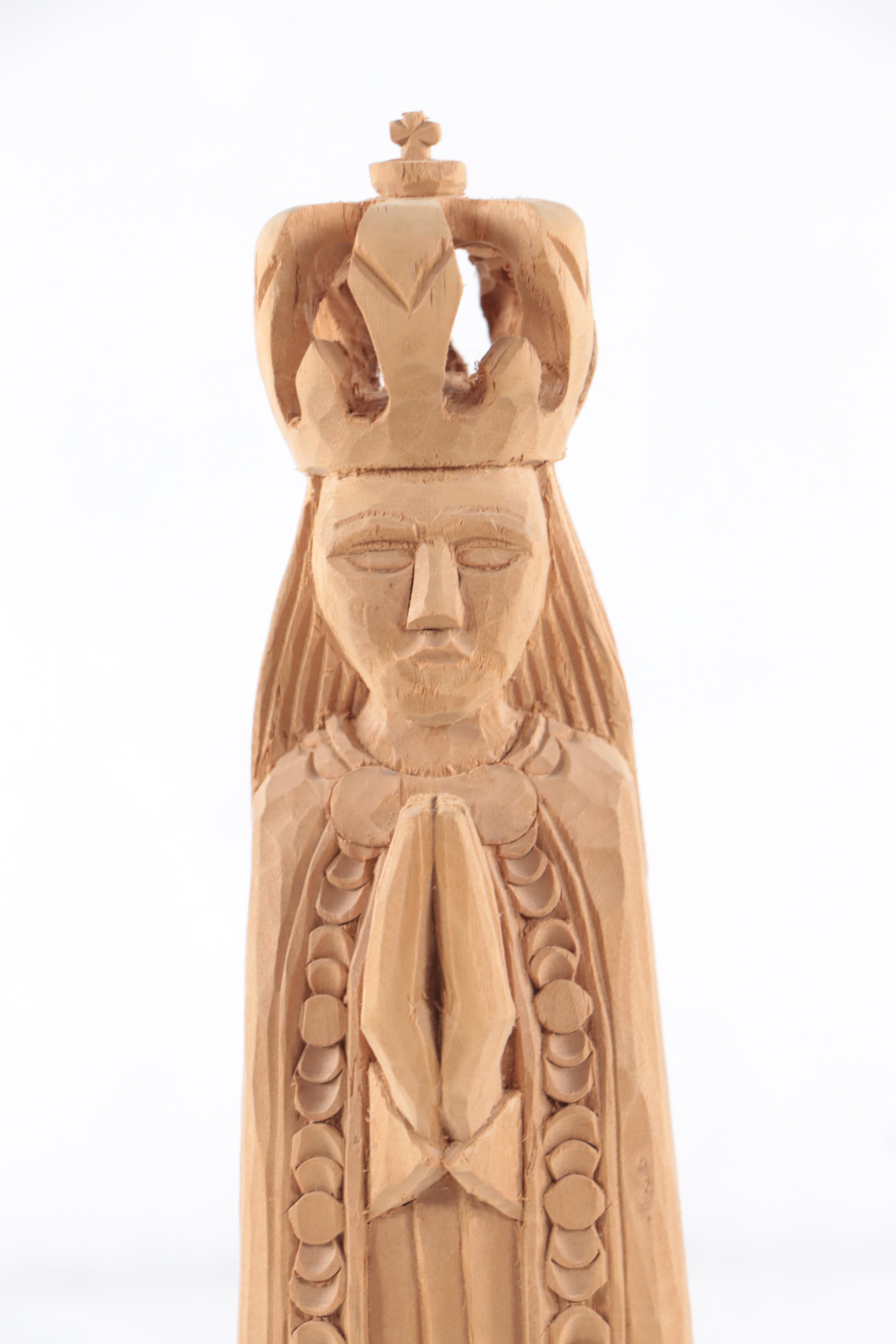 Spanish Colonial Polychrome Madonna Santos and Other Wooden Carved Madonna