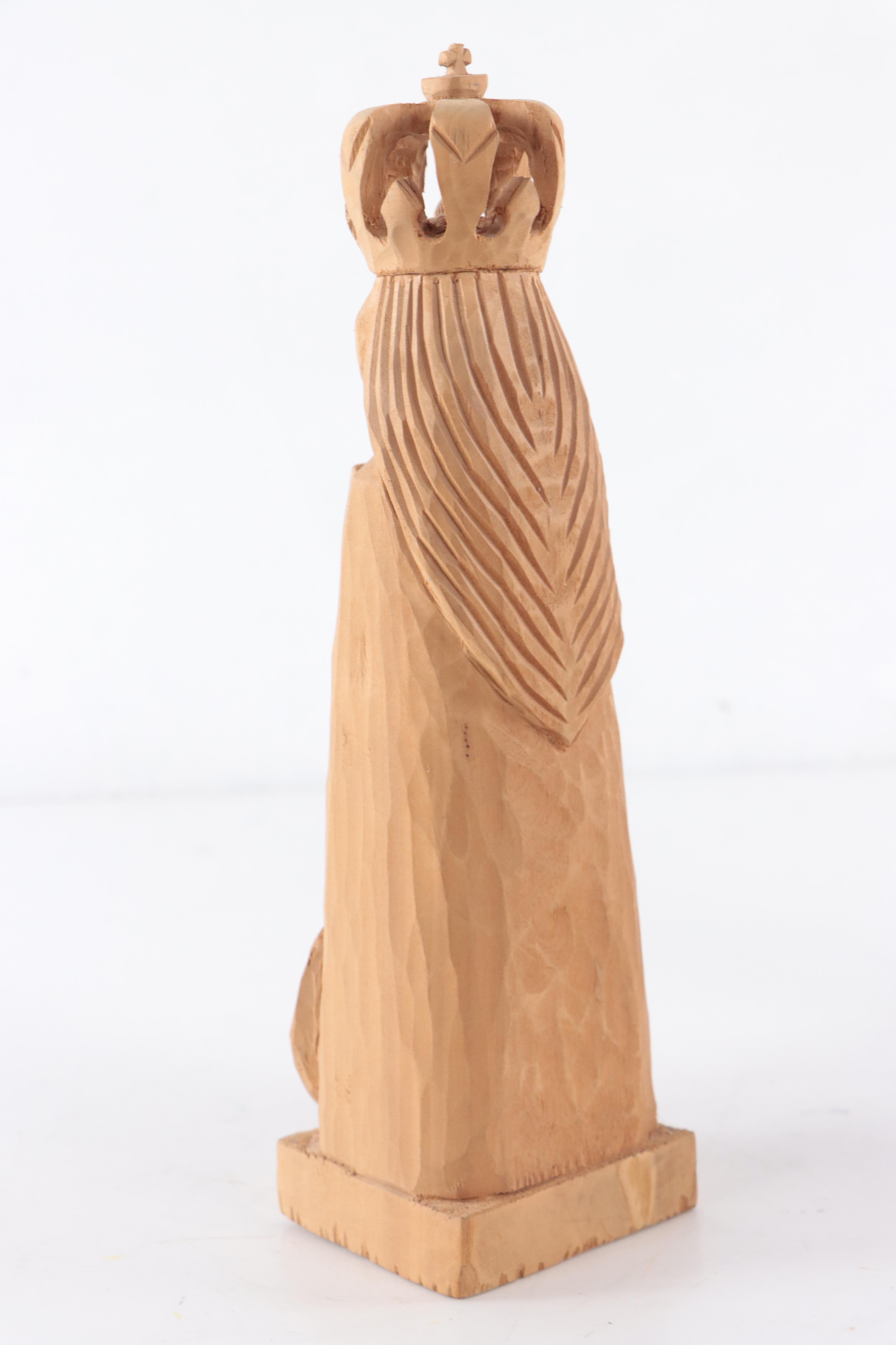 Spanish Colonial Polychrome Madonna Santos and Other Wooden Carved Madonna