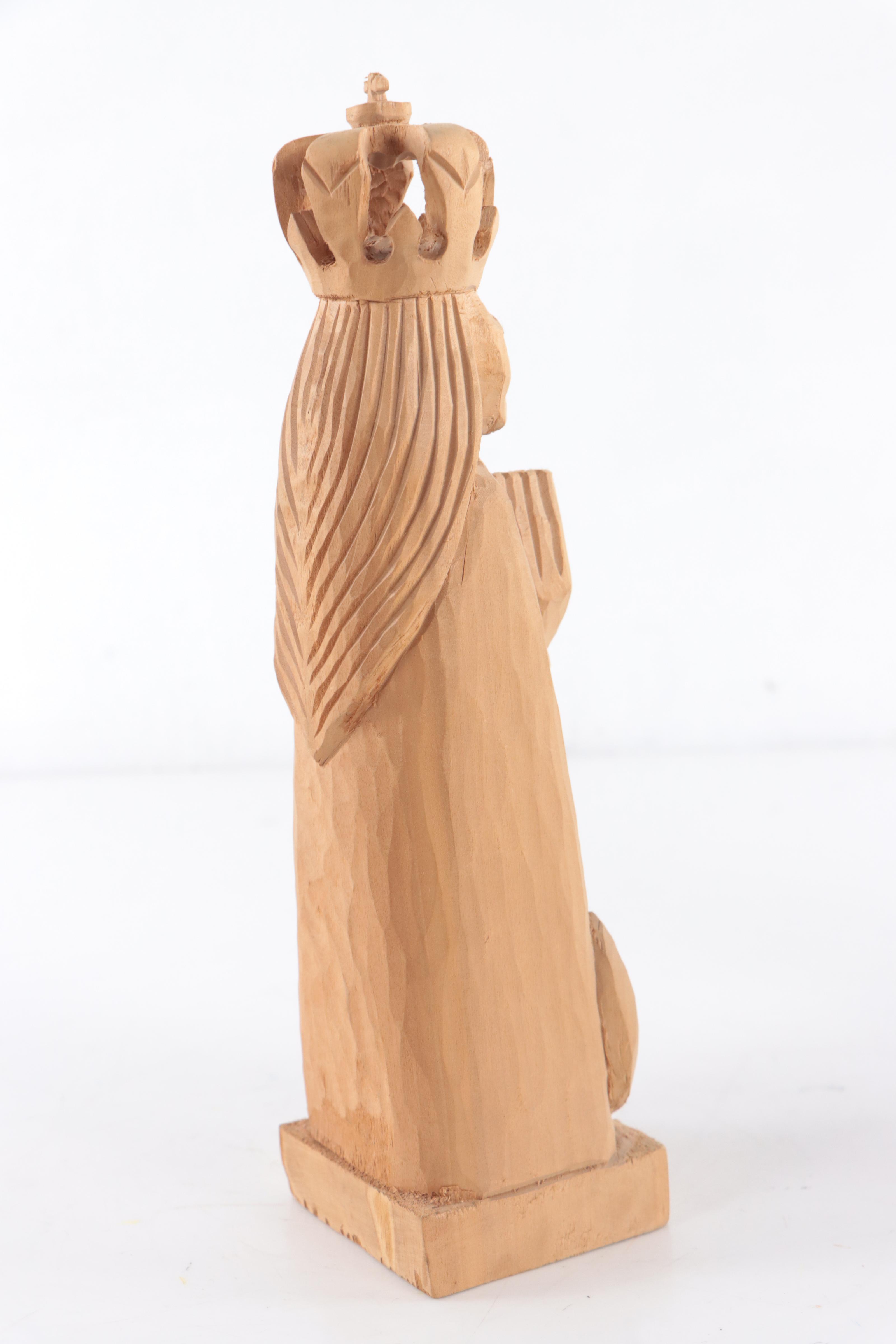 Spanish Colonial Polychrome Madonna Santos and Other Wooden Carved Madonna