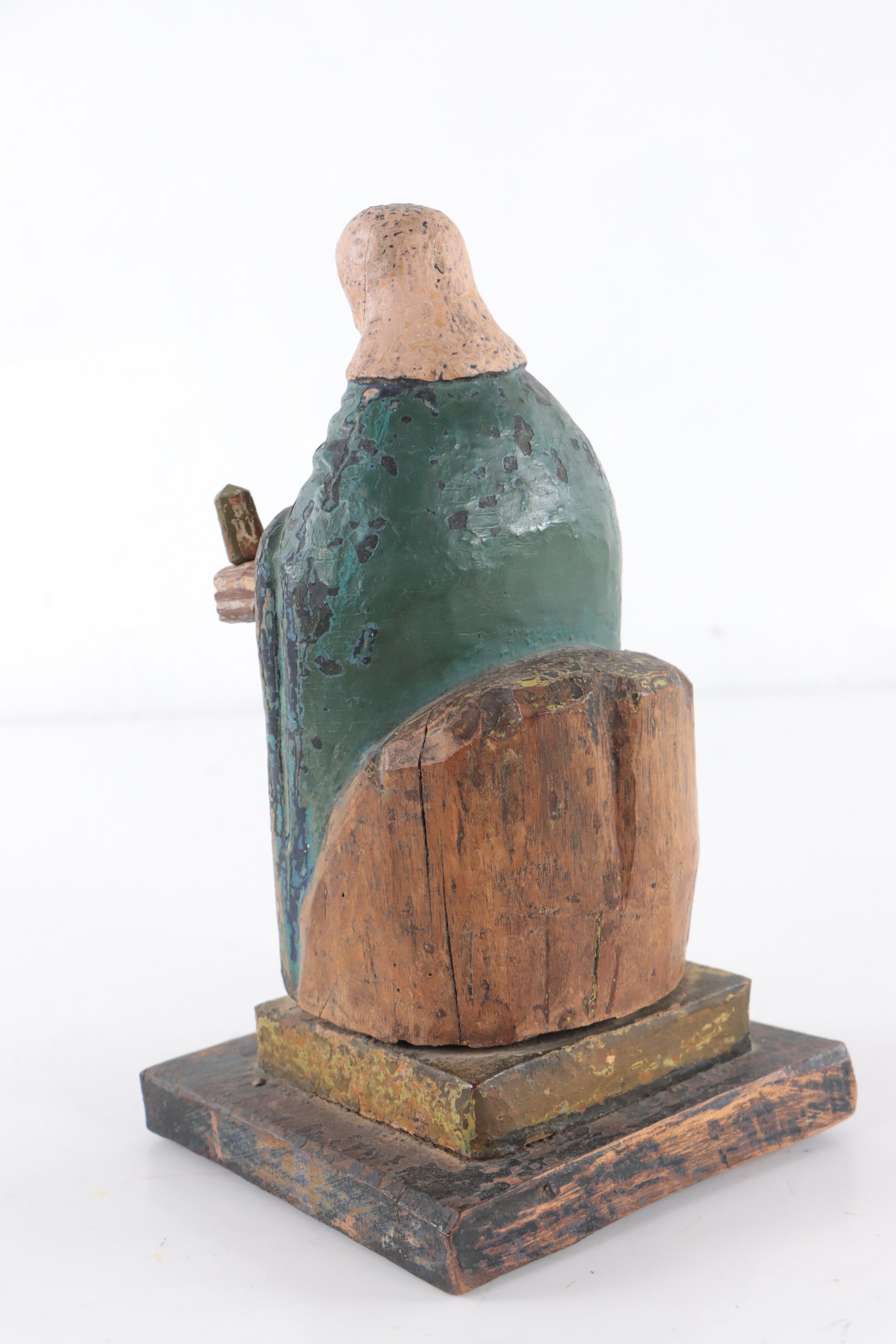 Spanish Colonial Polychrome Madonna Santos and Other Wooden Carved Madonna