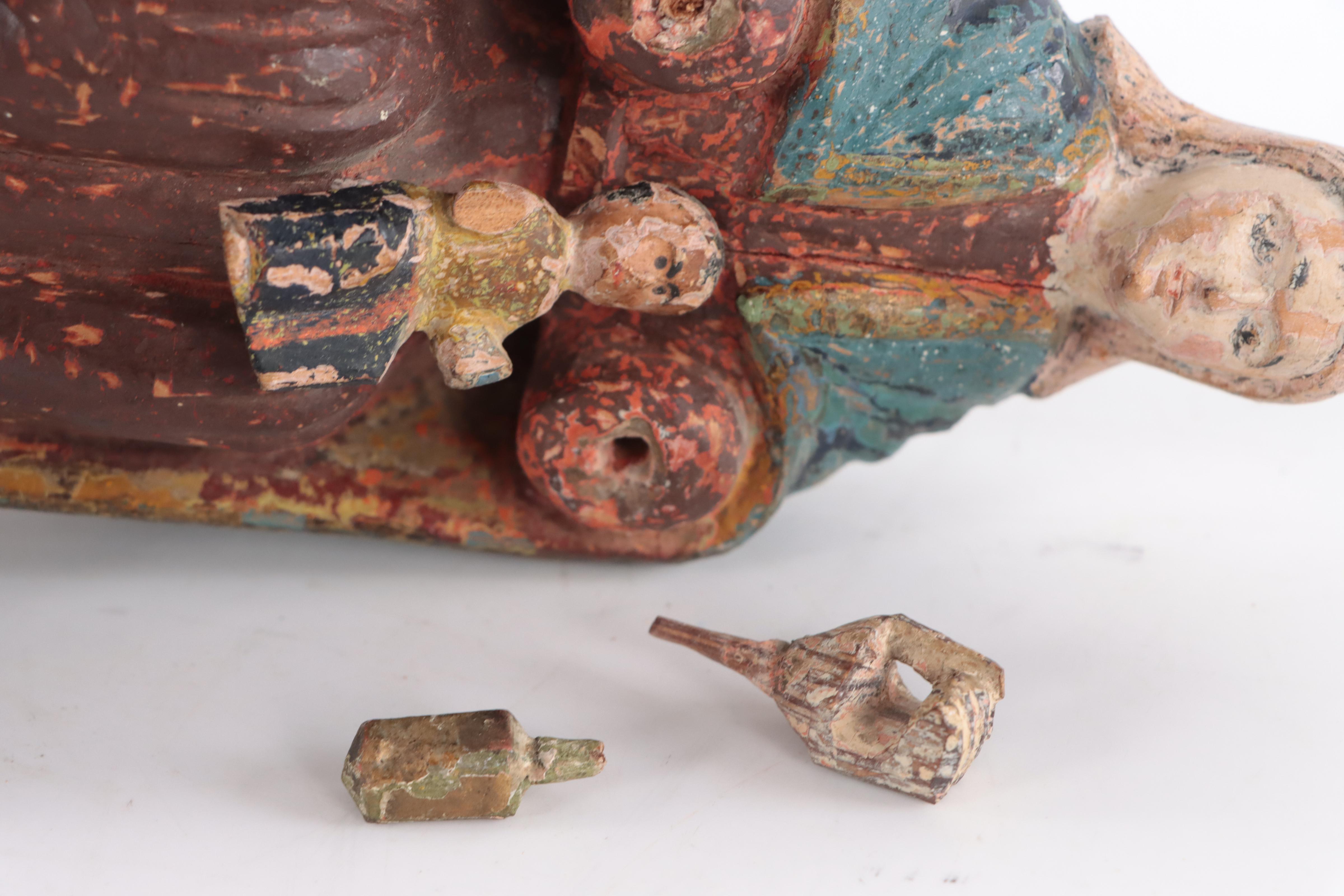 Spanish Colonial Polychrome Madonna Santos and Other Wooden Carved Madonna