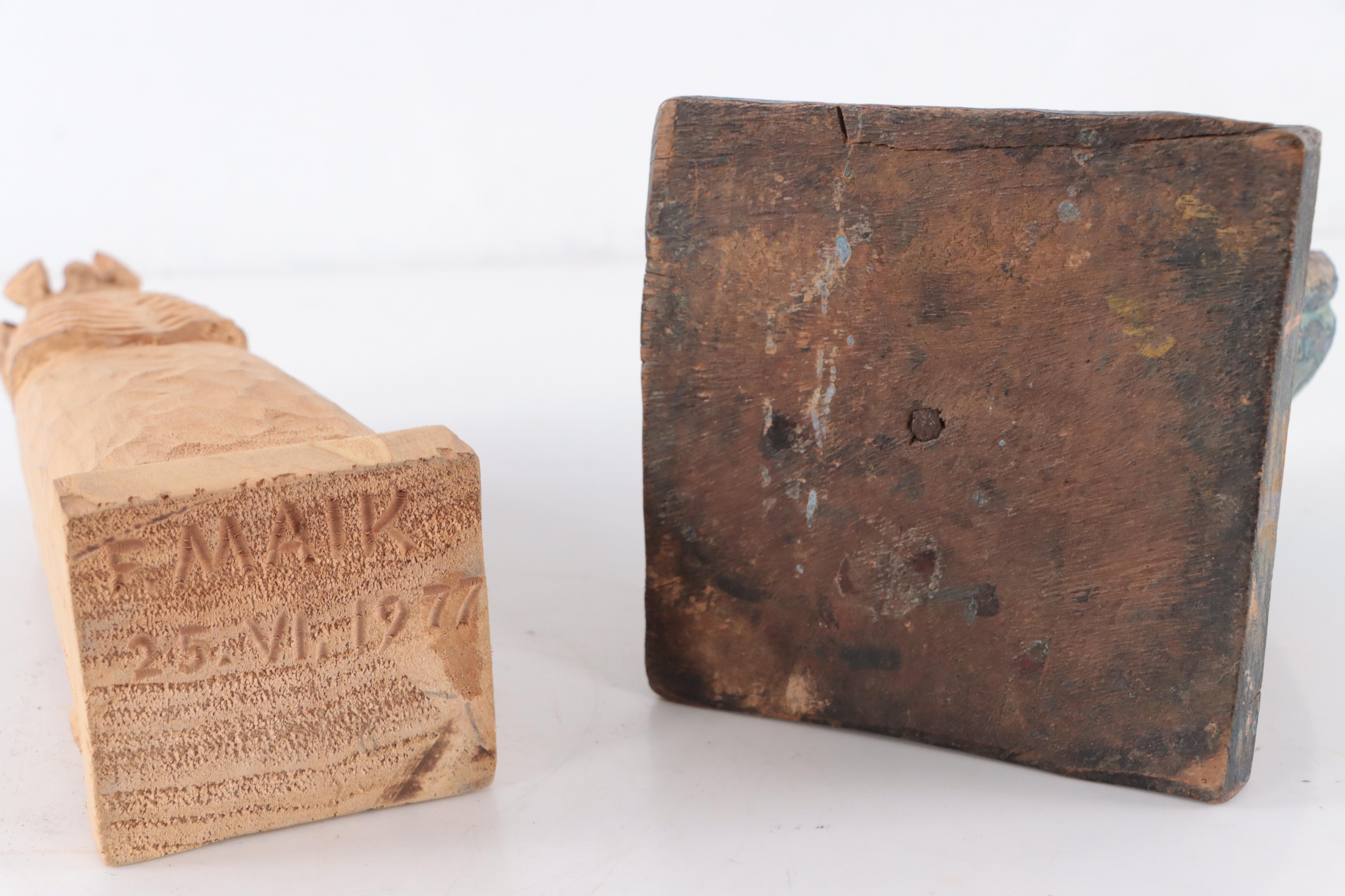 Spanish Colonial Polychrome Madonna Santos and Other Wooden Carved Madonna