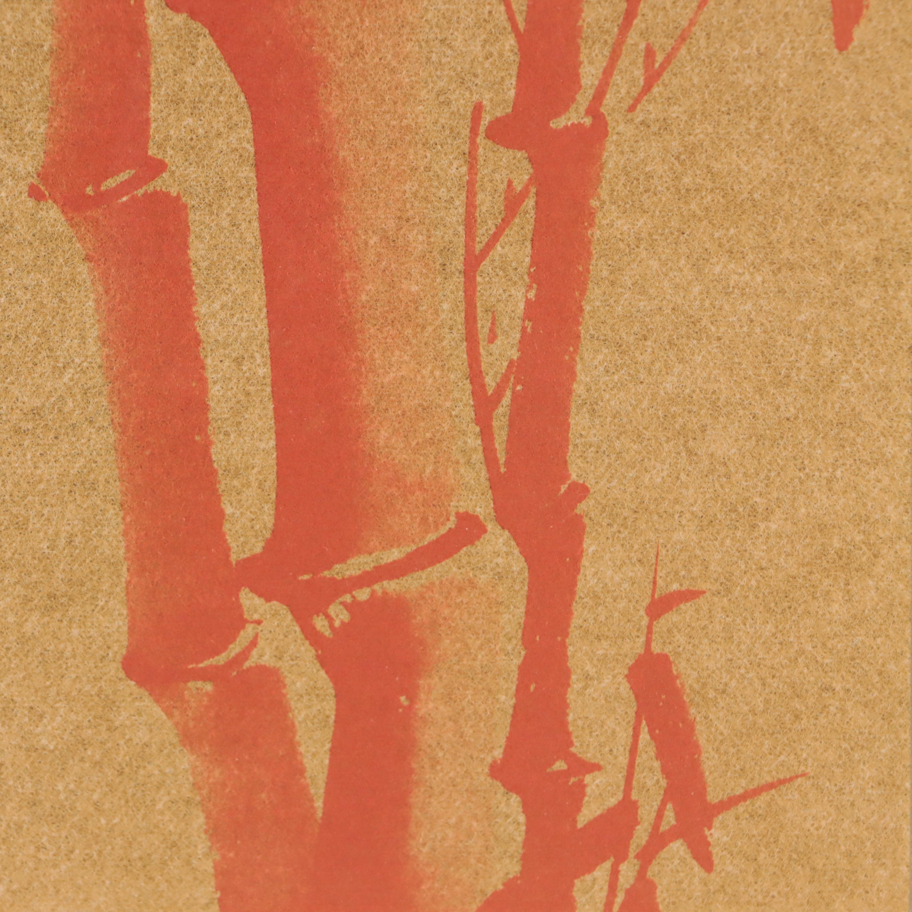 Chinese Halftone Lithograph of Red Bamboo