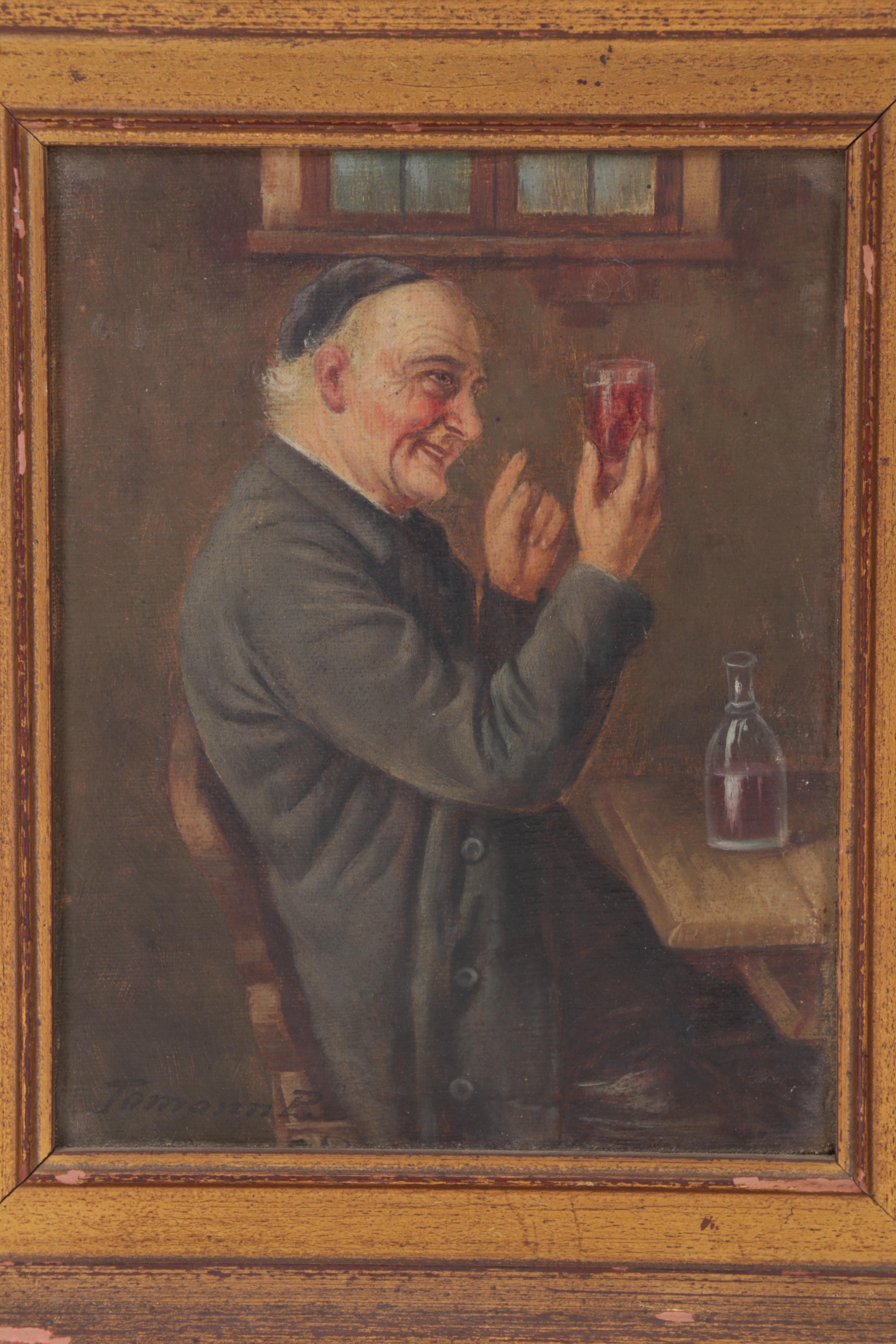 Bavarian Portrait Oil Paintings of Seated Men, Circa 1920