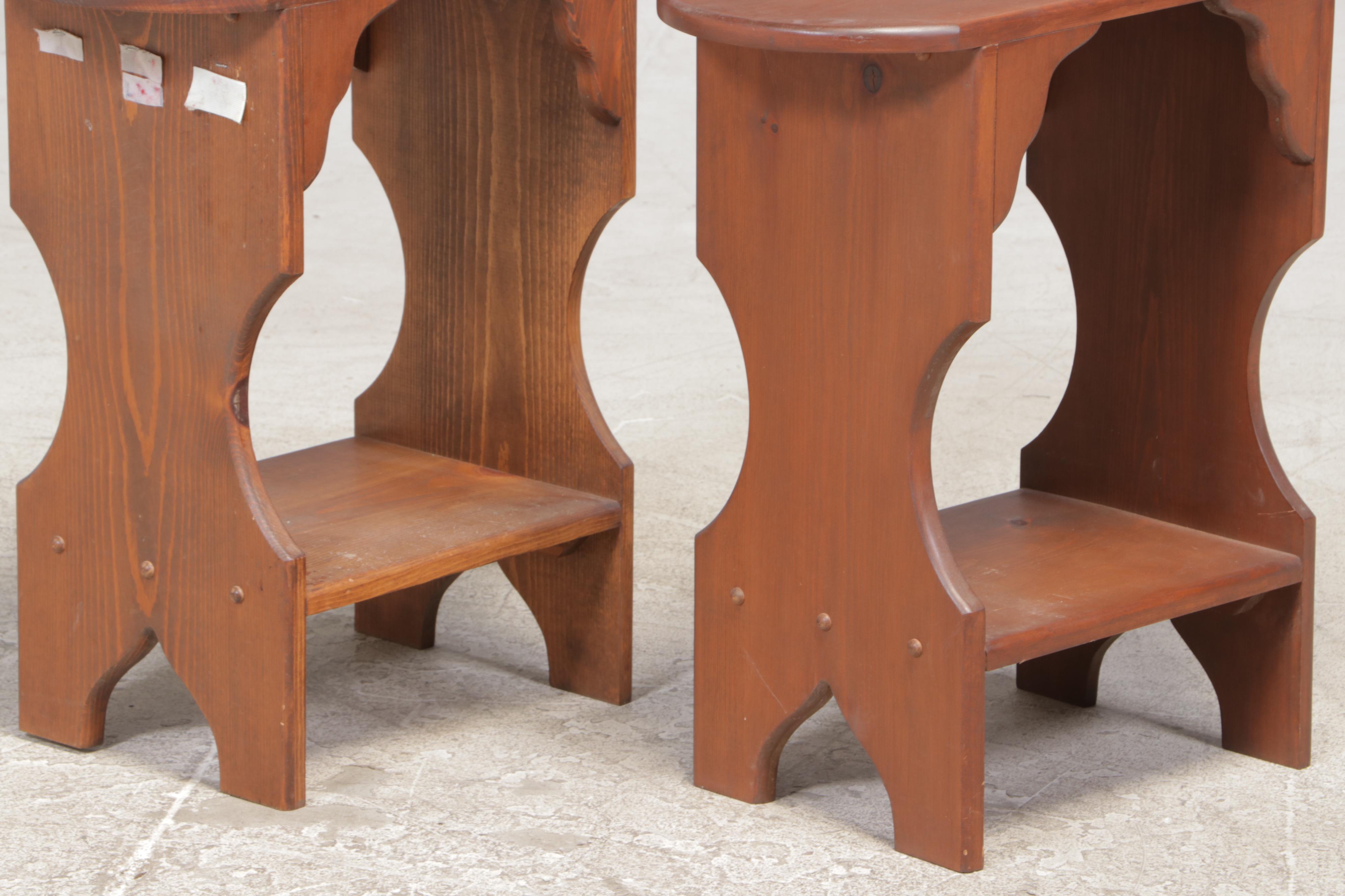 Three American Primitive Style Pine Side Tables, Late 20th Century