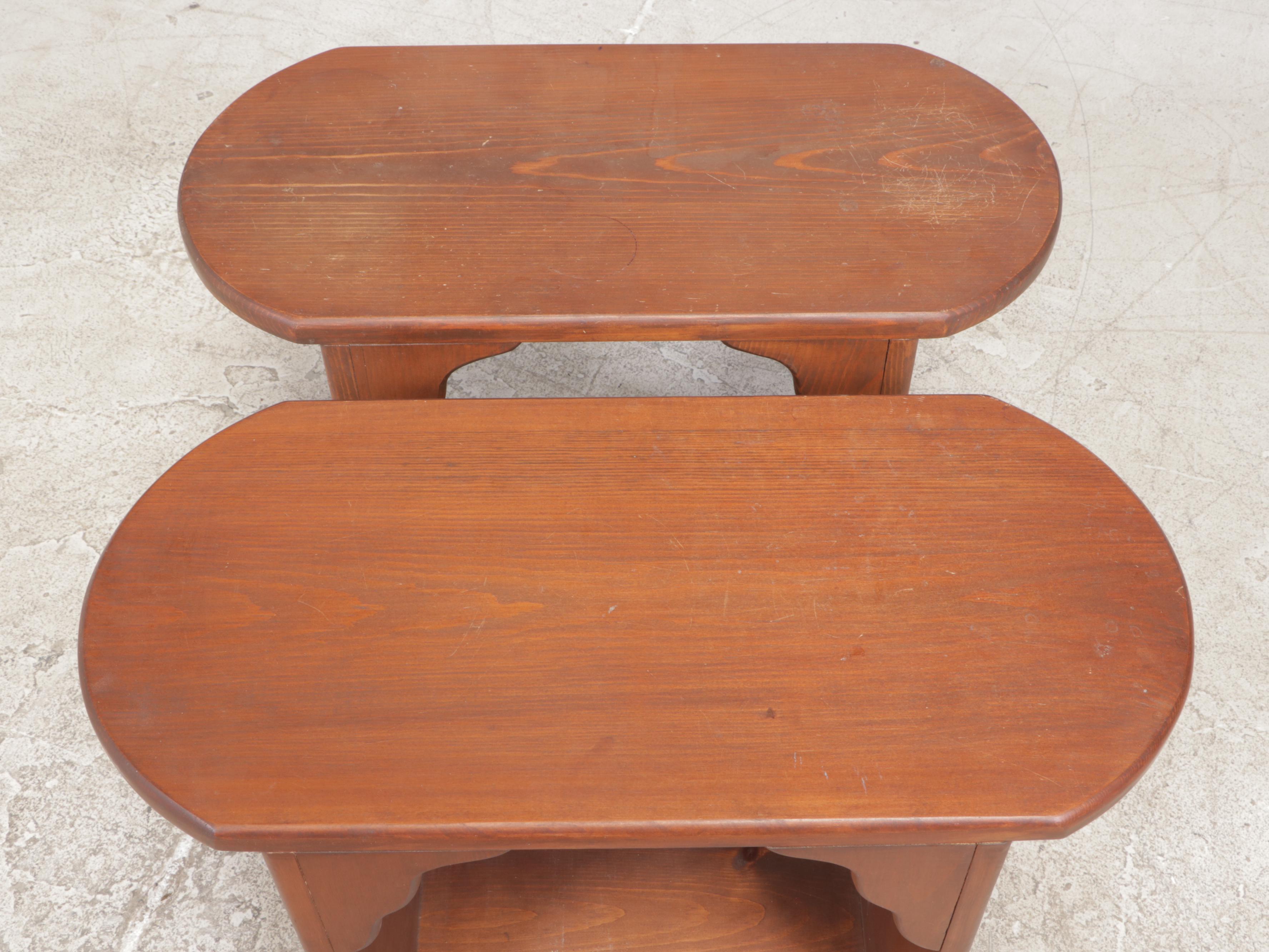 Three American Primitive Style Pine Side Tables, Late 20th Century