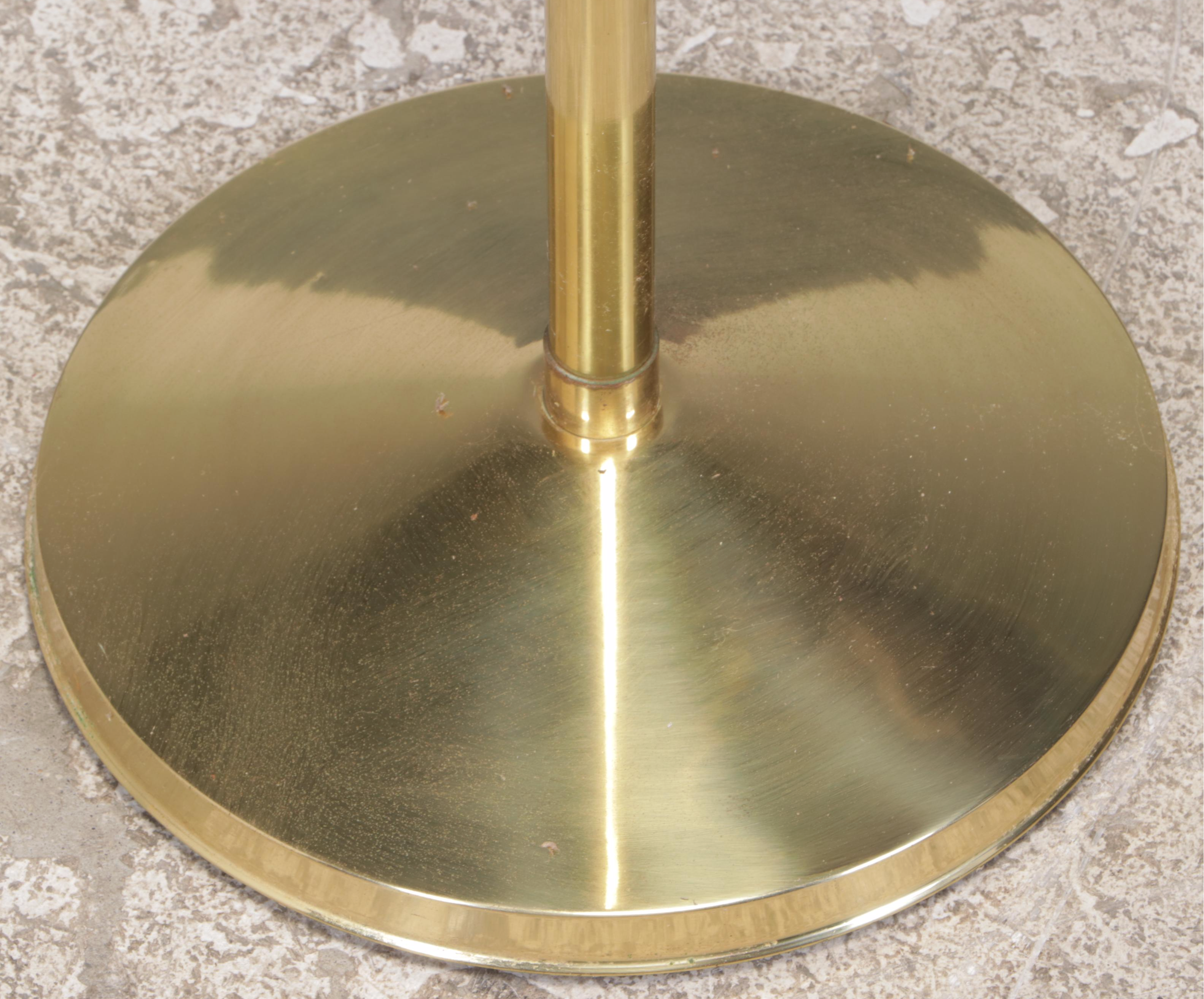 Brass and Patinated Metal Swing-Arm Floor-Standing Towel Rack, Late 20th Century