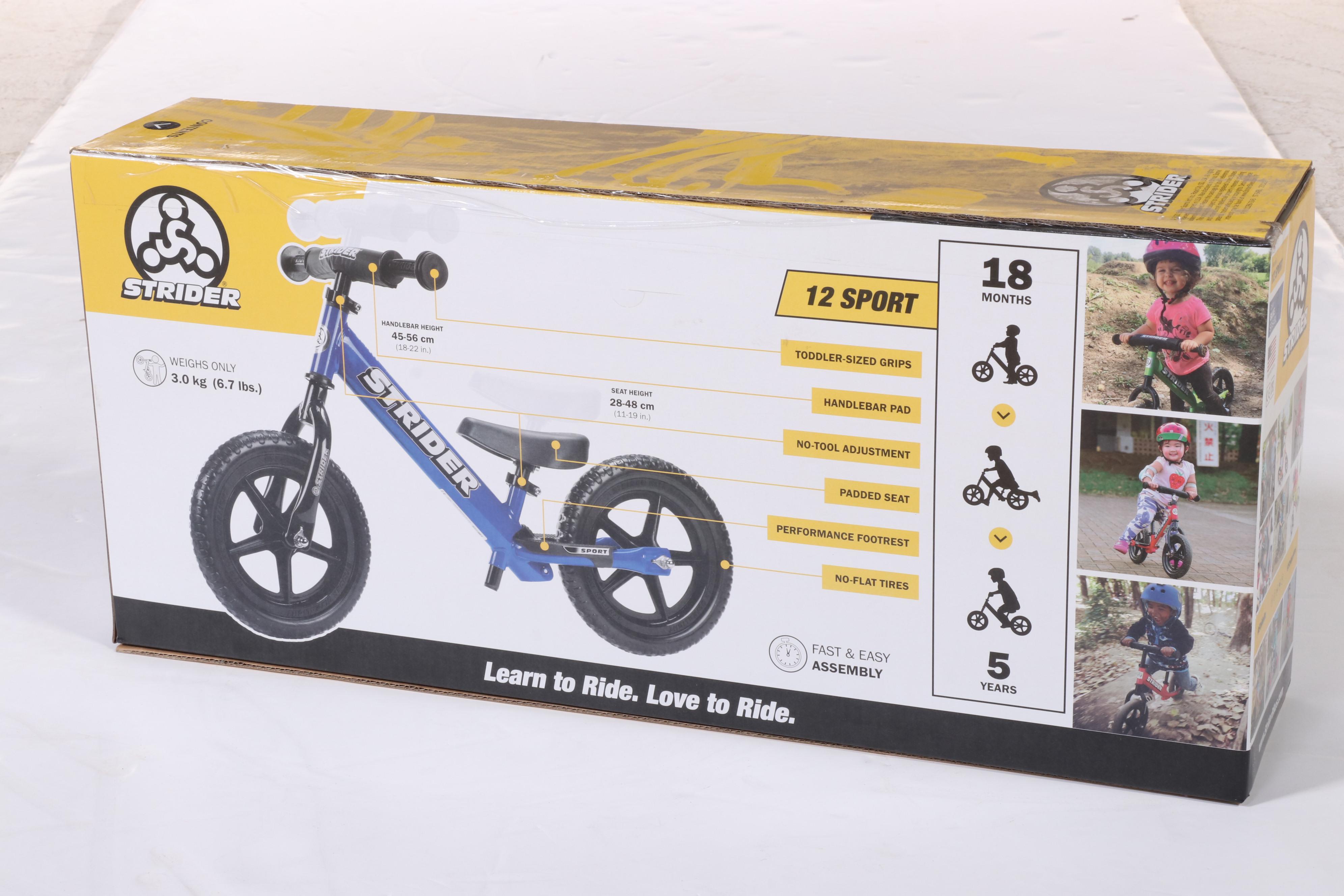Strider Sport 12" Kids' Balance Bike in Blue