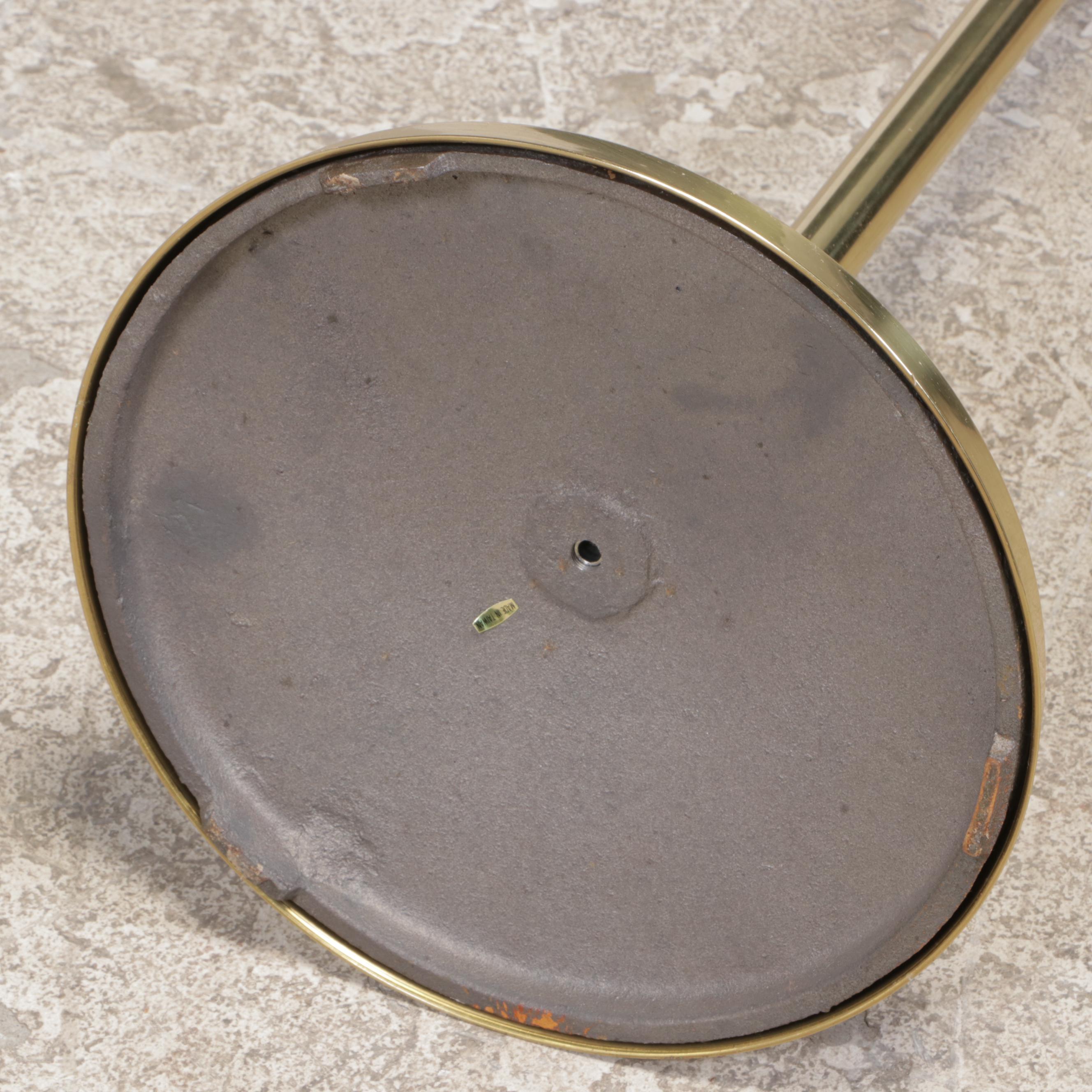 Brass and Patinated Metal Swing-Arm Floor-Standing Towel Rack, Late 20th Century