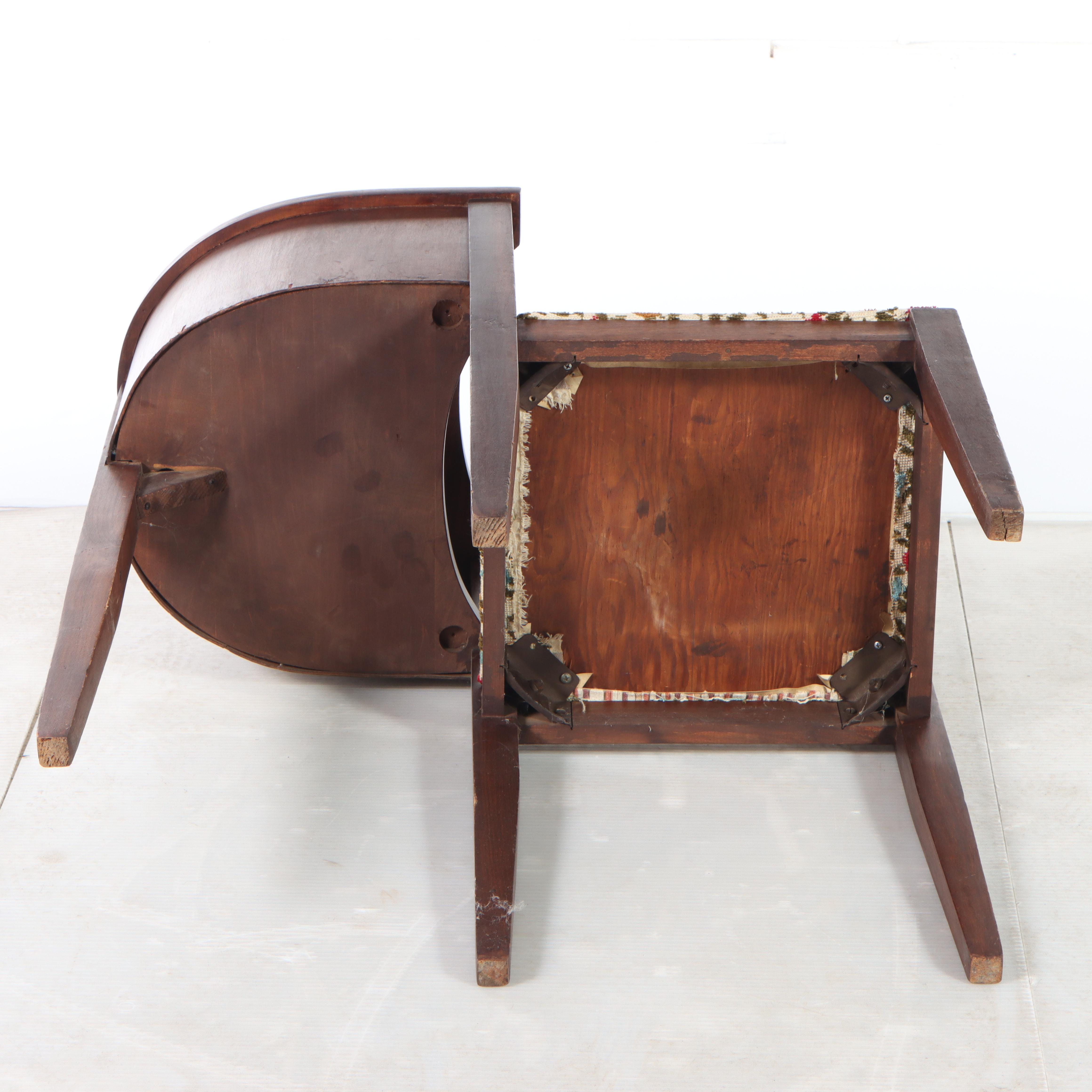 Federal Style Walnut-Stained and Custom-Upholstered Telephone Table with Seat