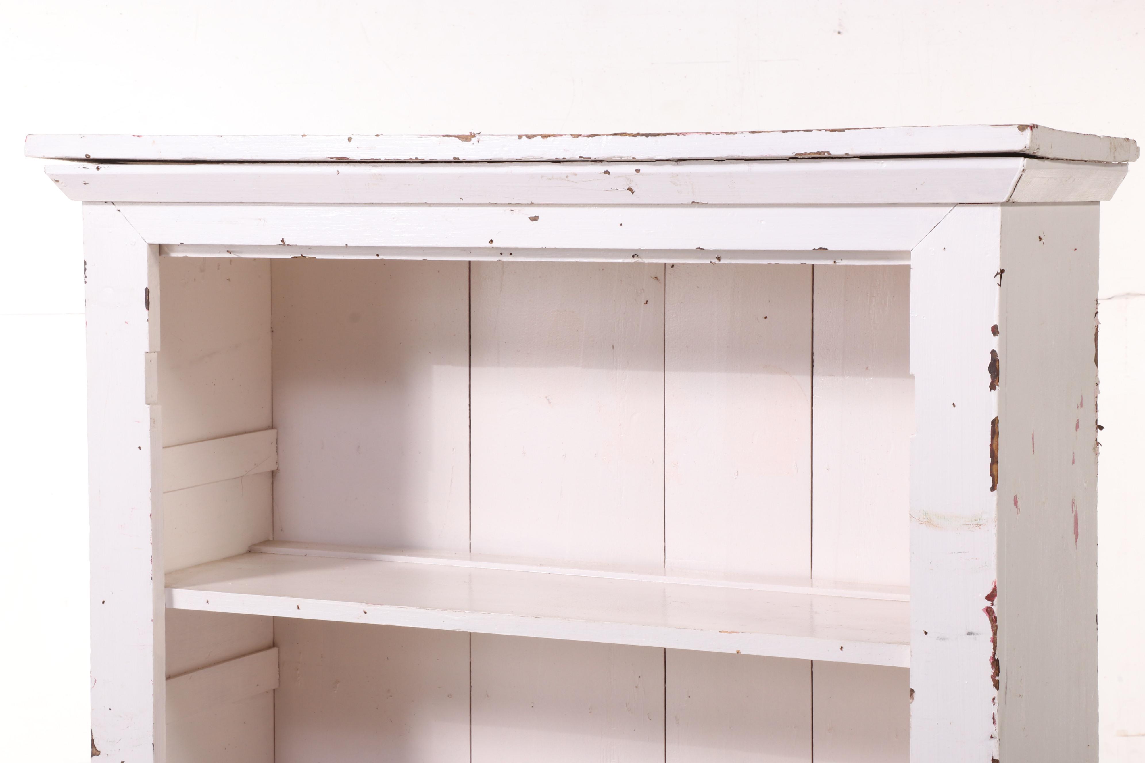 American Primitive White-Painted Wood Four-Tier Bookcase, Late 19th/Early 20th C