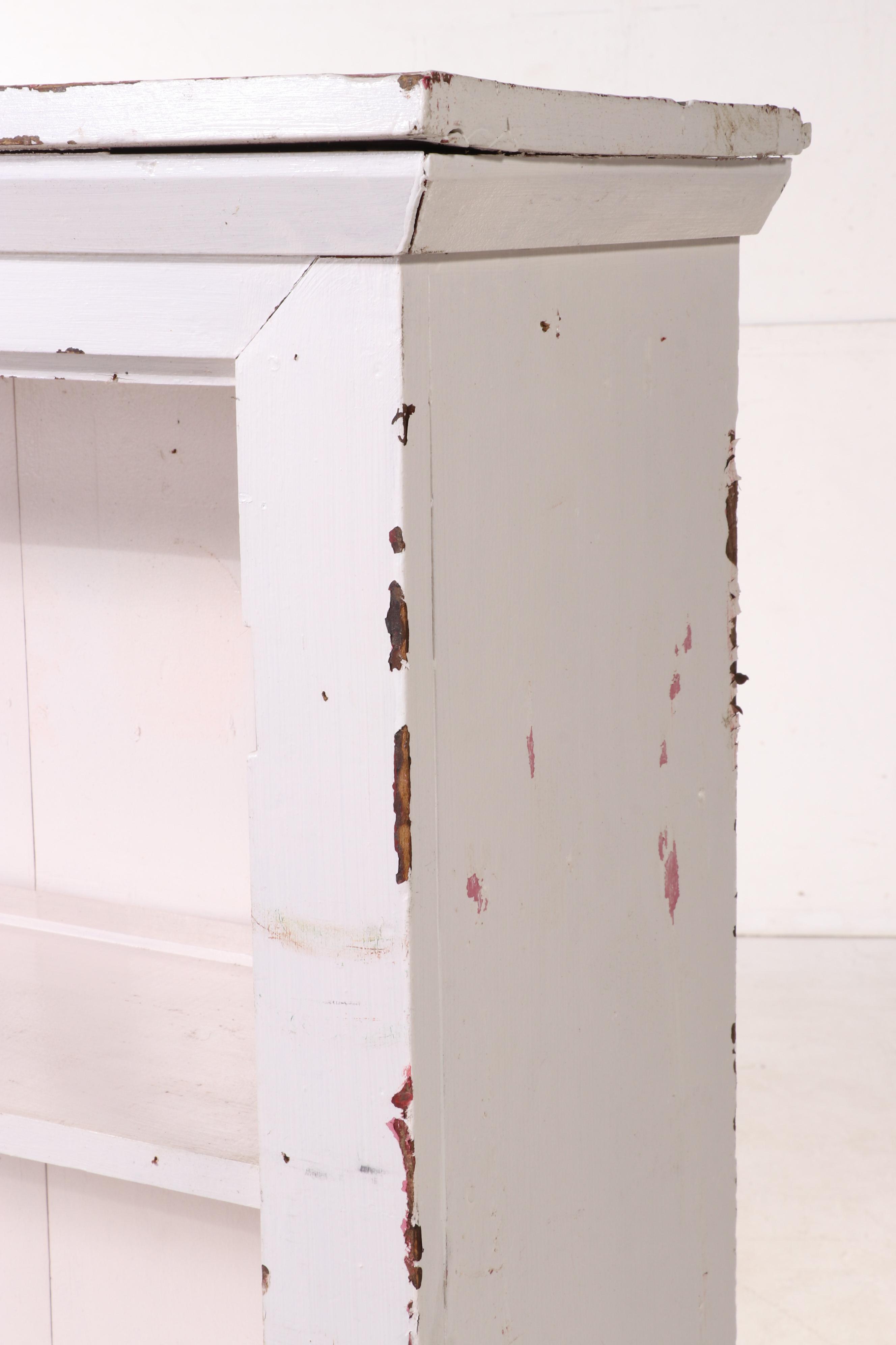 American Primitive White-Painted Wood Four-Tier Bookcase, Late 19th/Early 20th C