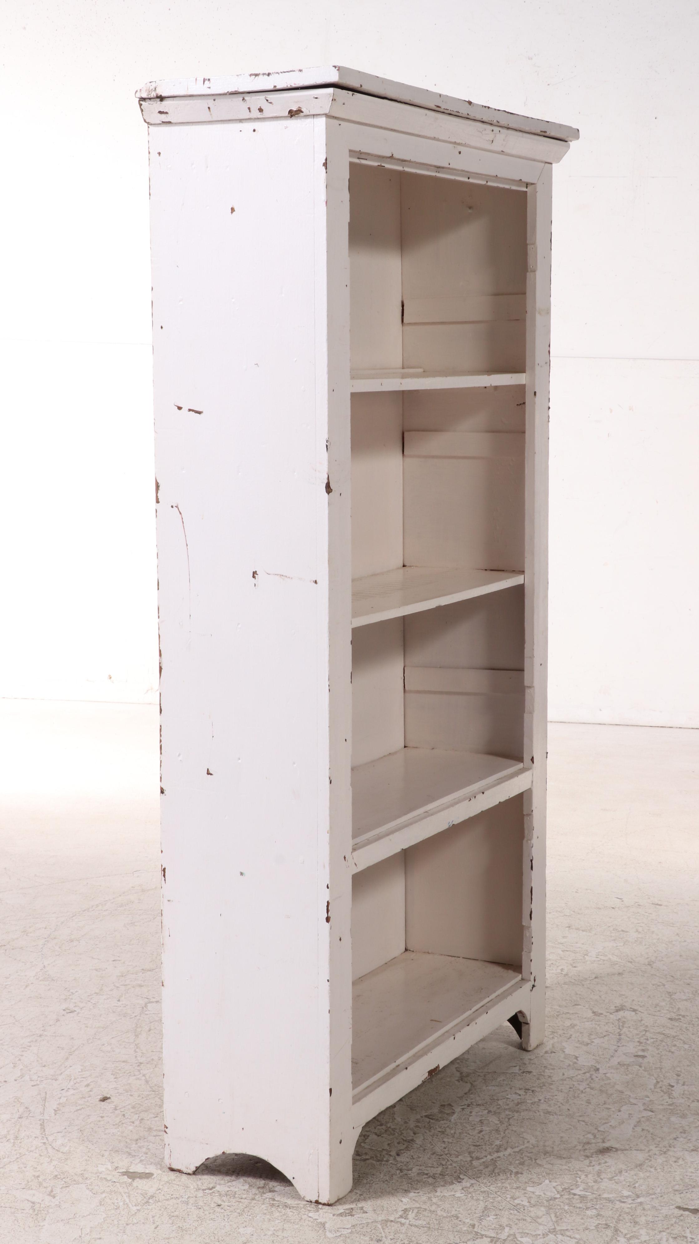 American Primitive White-Painted Wood Four-Tier Bookcase, Late 19th/Early 20th C