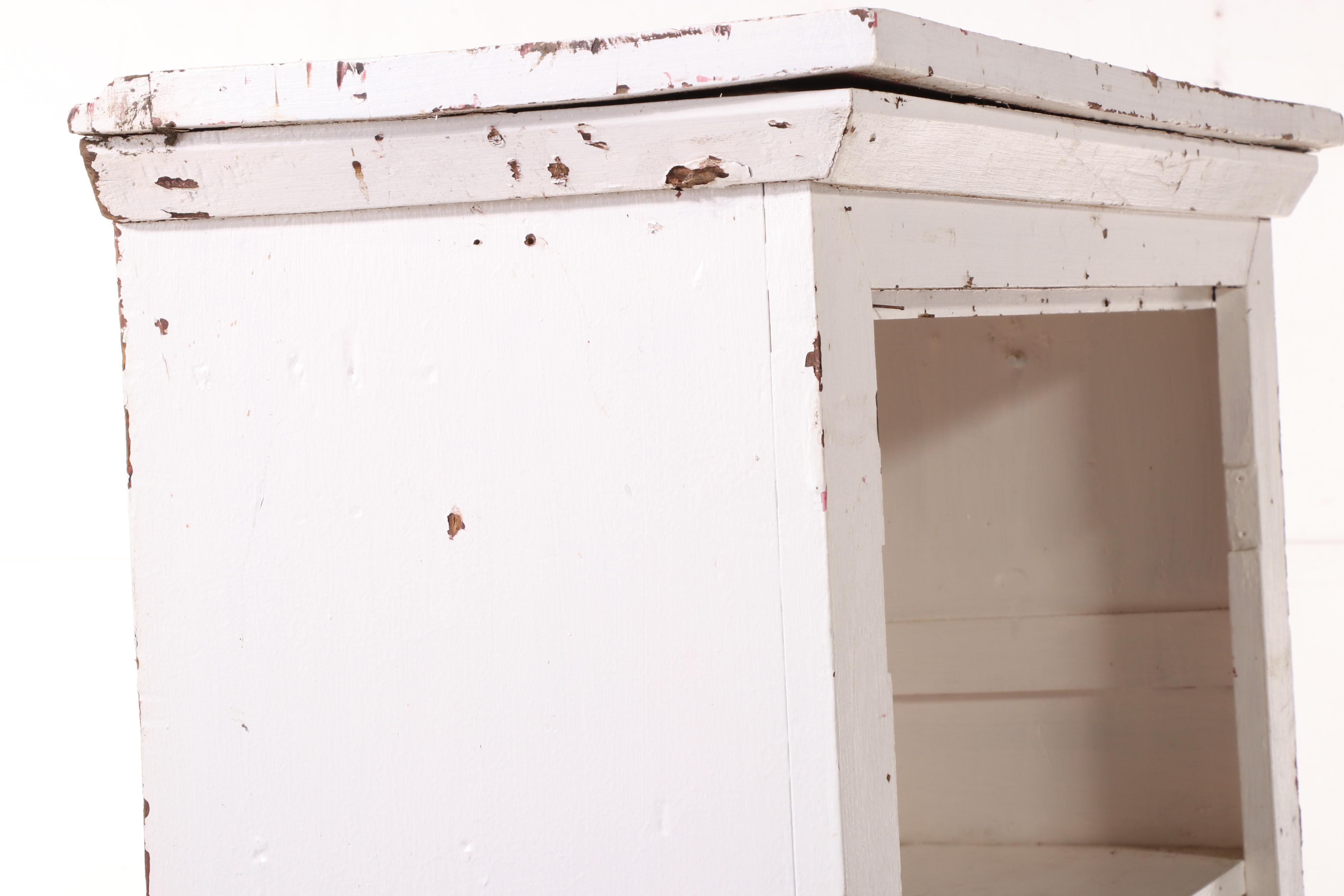 American Primitive White-Painted Wood Four-Tier Bookcase, Late 19th/Early 20th C