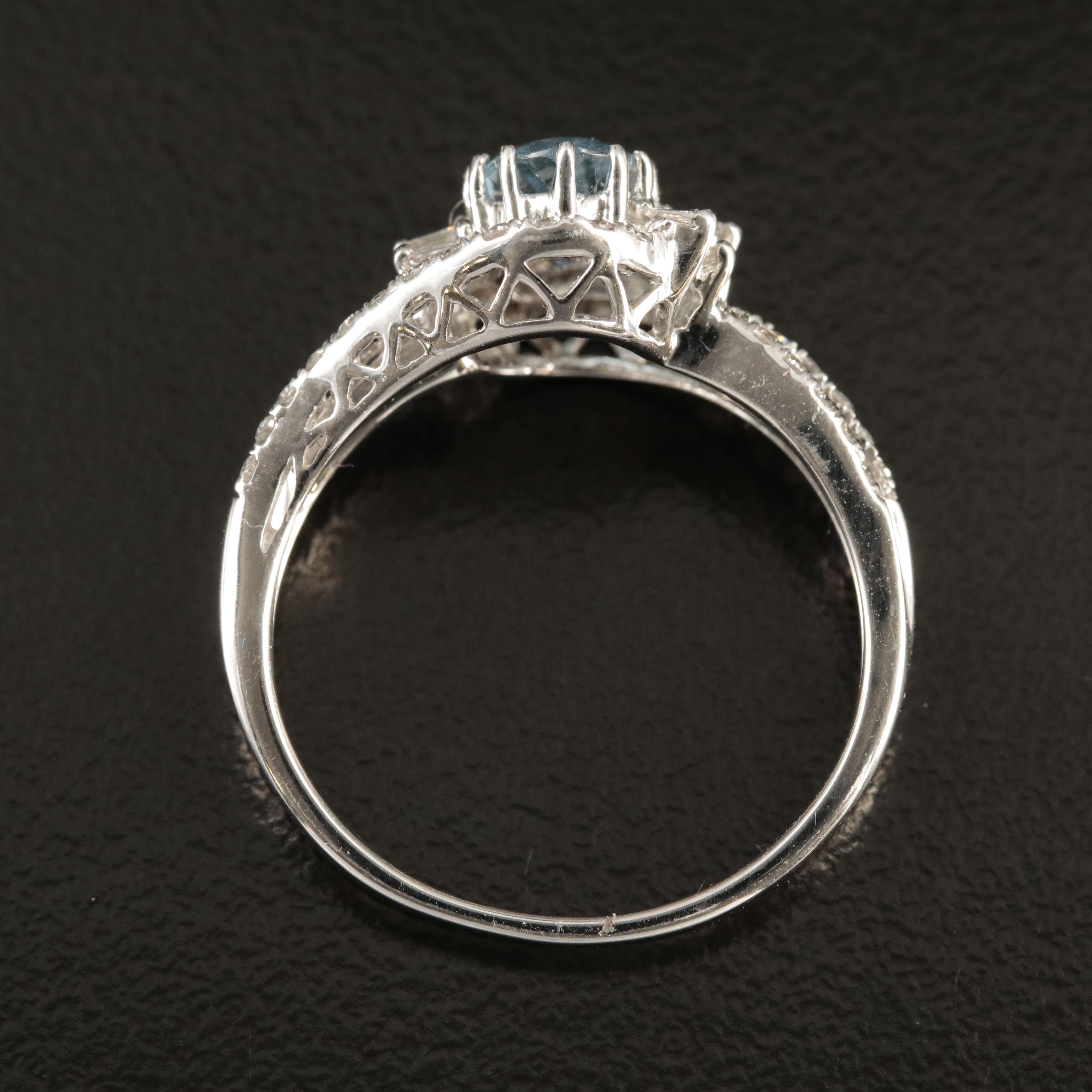 14K Aquamarine and Diamond Ring