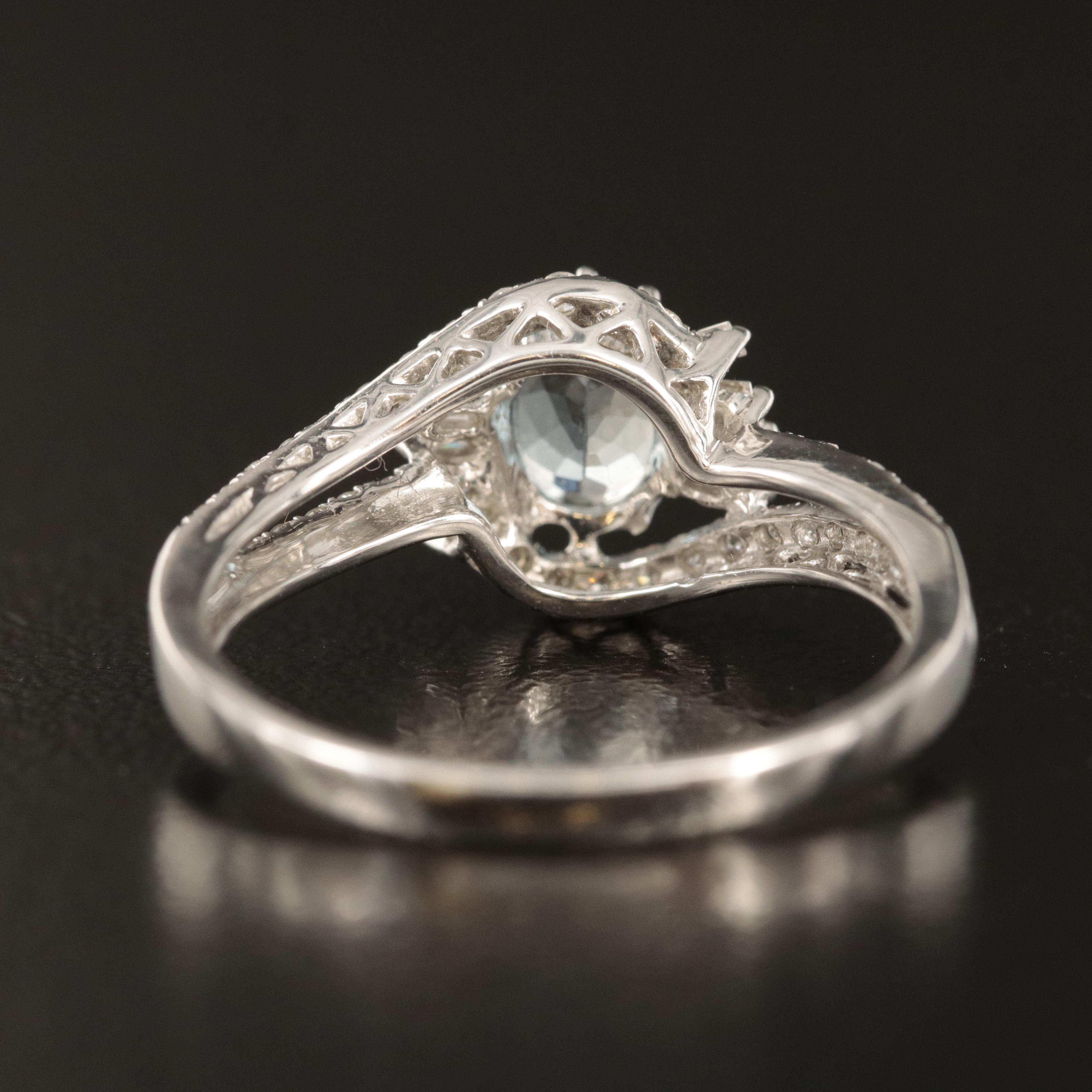14K Aquamarine and Diamond Ring