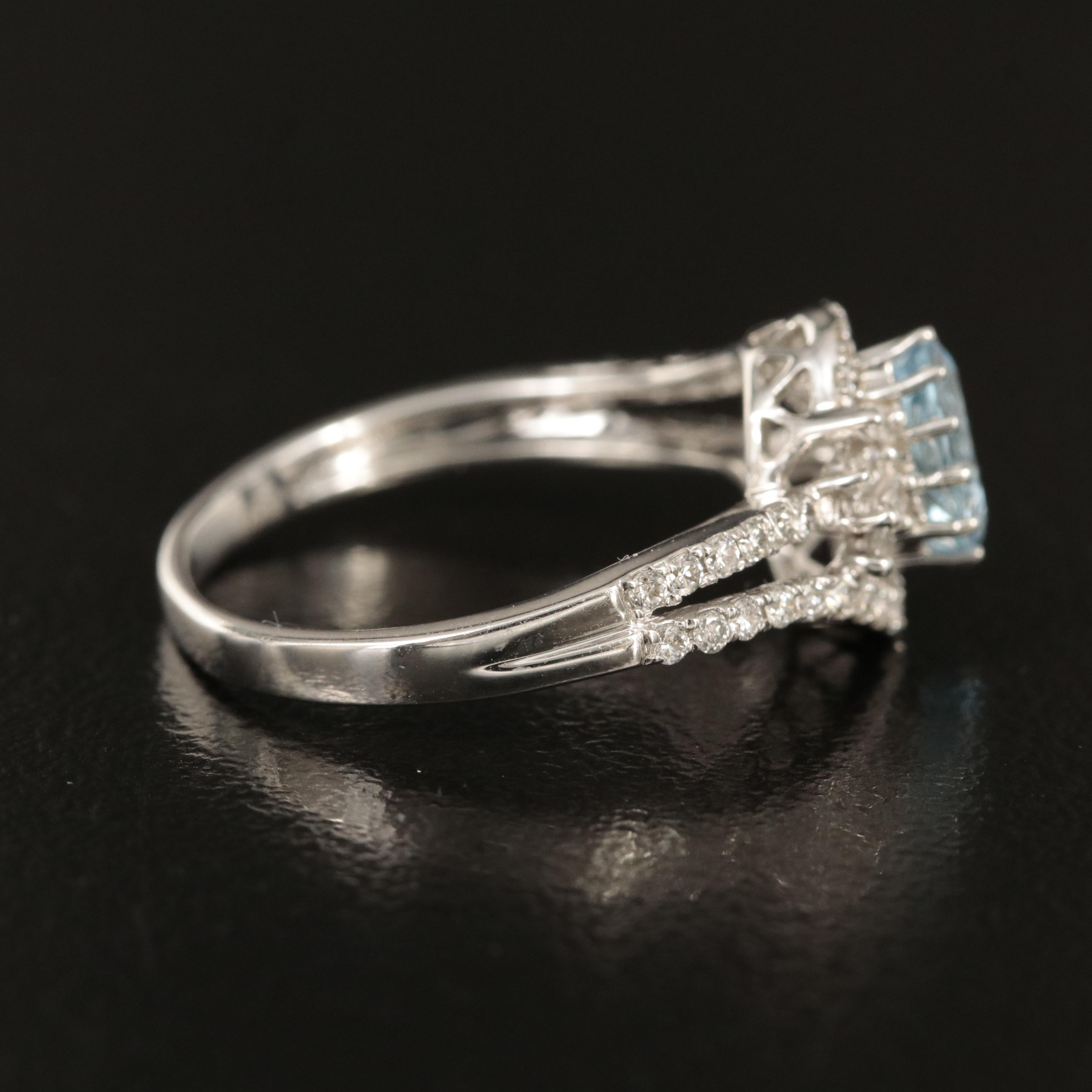 14K Aquamarine and Diamond Ring
