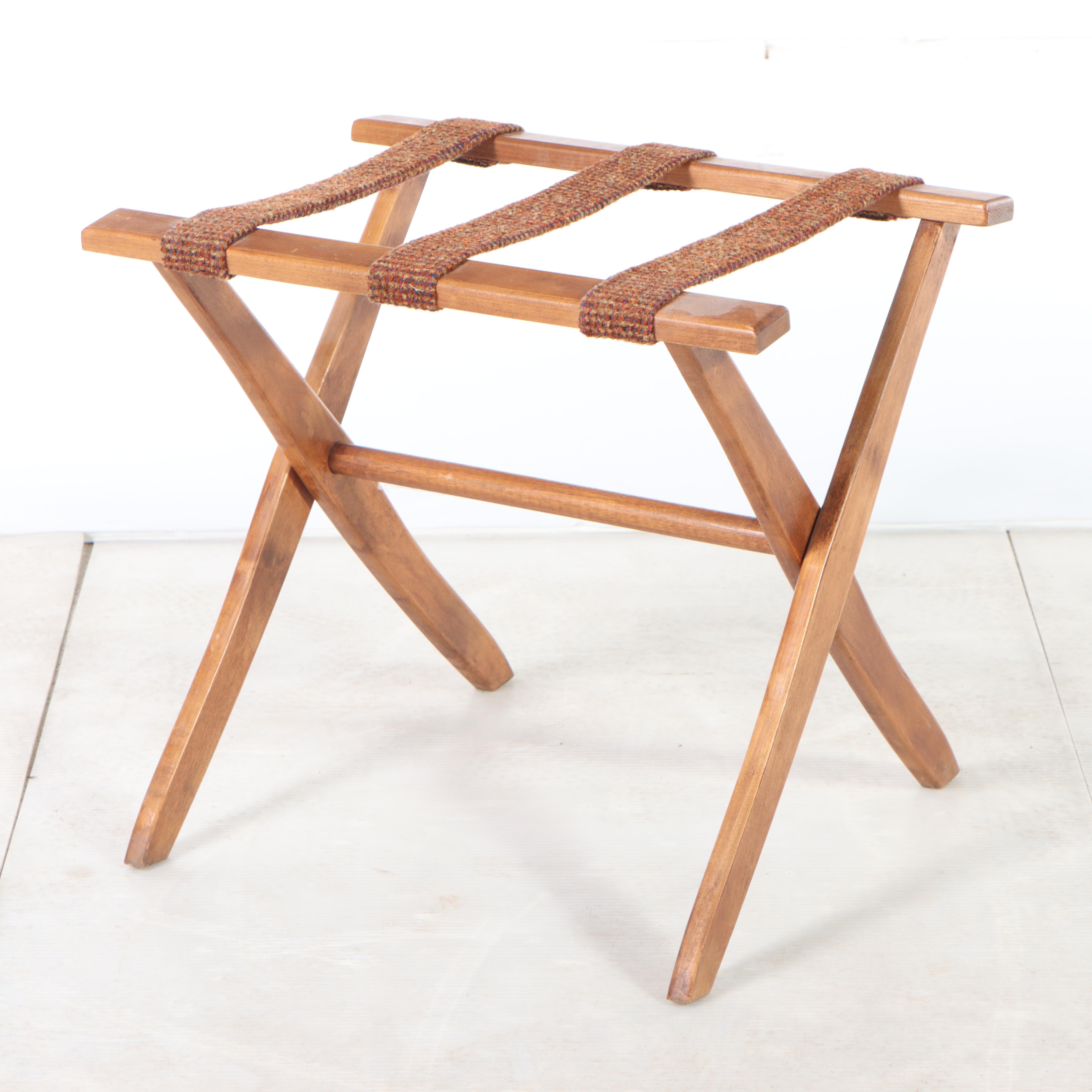 Rural Retreat Furnishings Slatted Wood Folding Luggage Rack, Late 20th Century