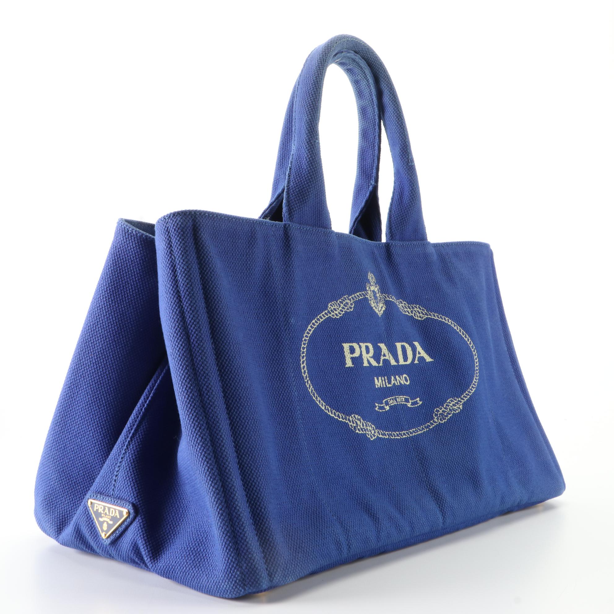 Prada Giardiniera Tote Bag in Logo Print Canvas