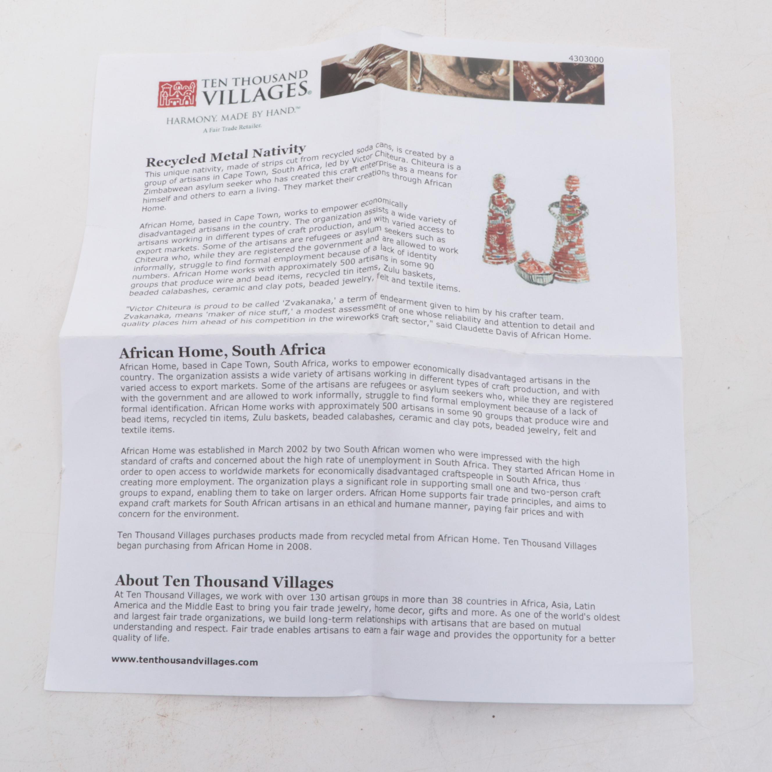 South African Recycled Metal Christmas Nativity Figurines