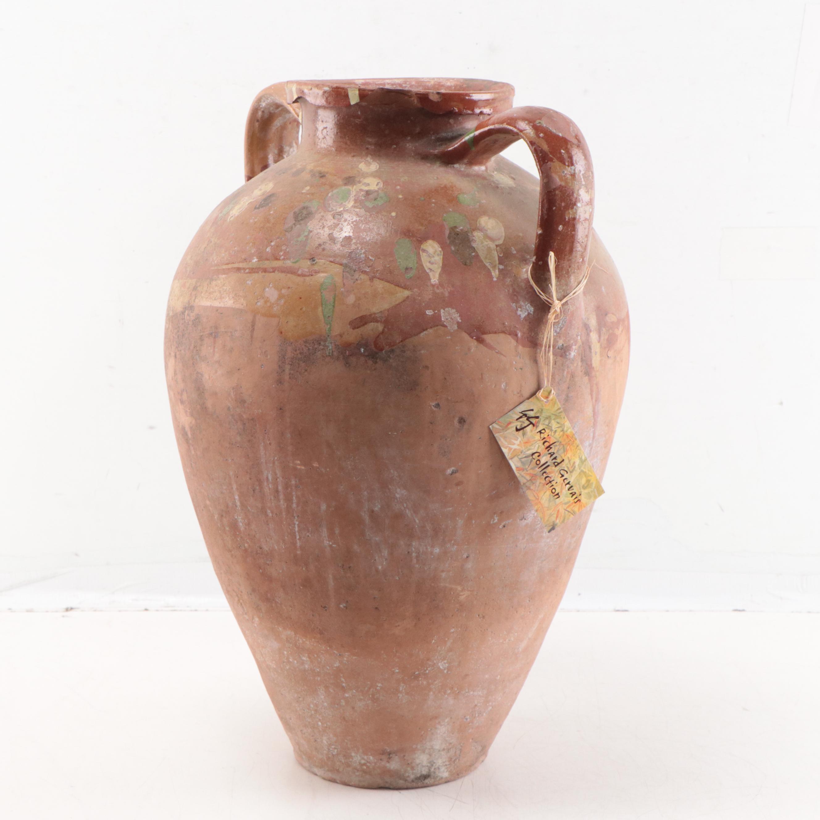 Turkish Çanakkale Earthenware Storage Amphora Jar, Early 20th Century