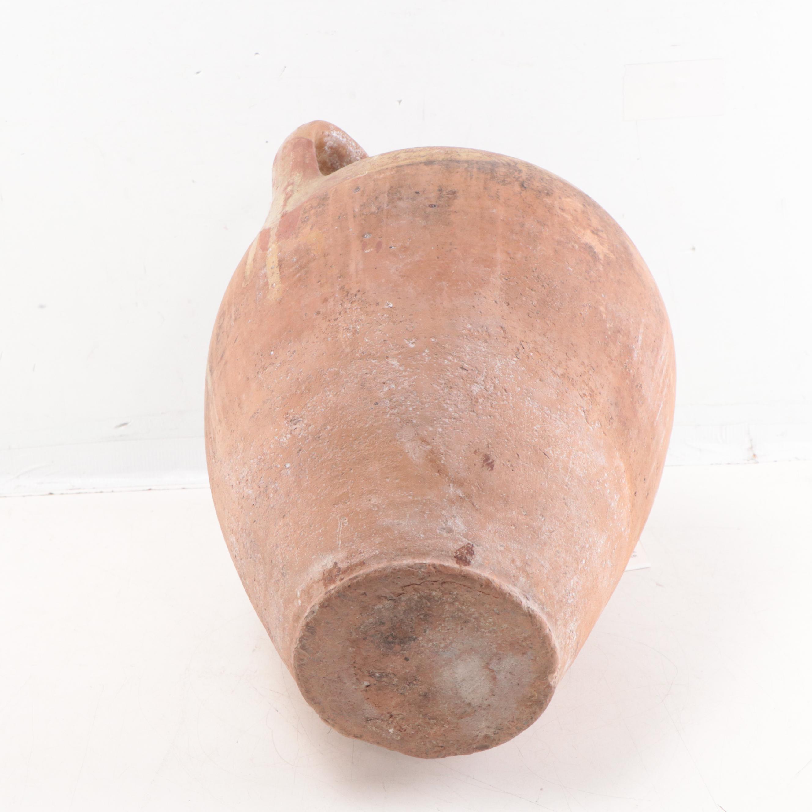 Turkish Çanakkale Earthenware Storage Amphora Jar, Early 20th Century