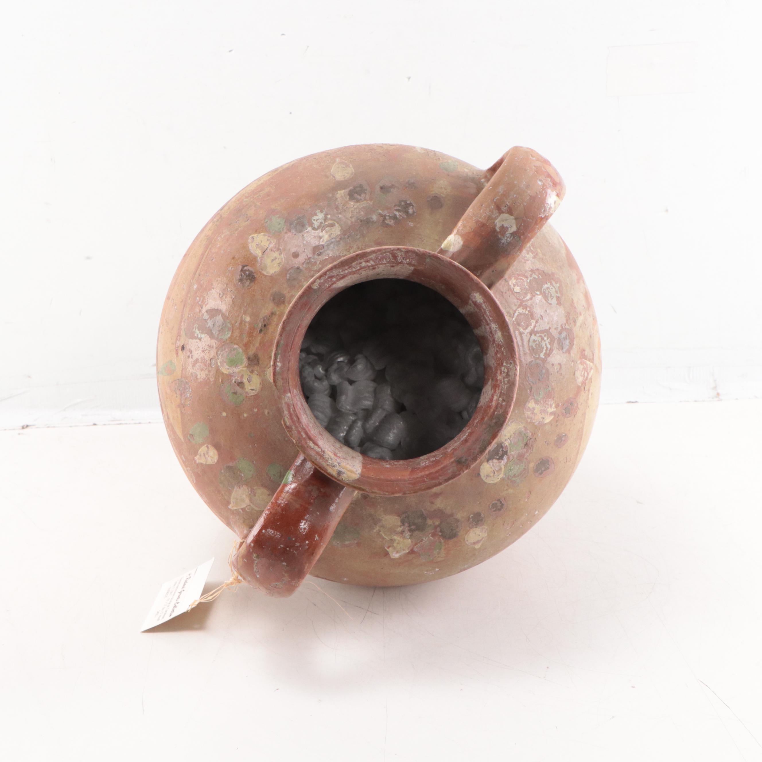 Turkish Çanakkale Earthenware Storage Amphora Jar, Early 20th Century