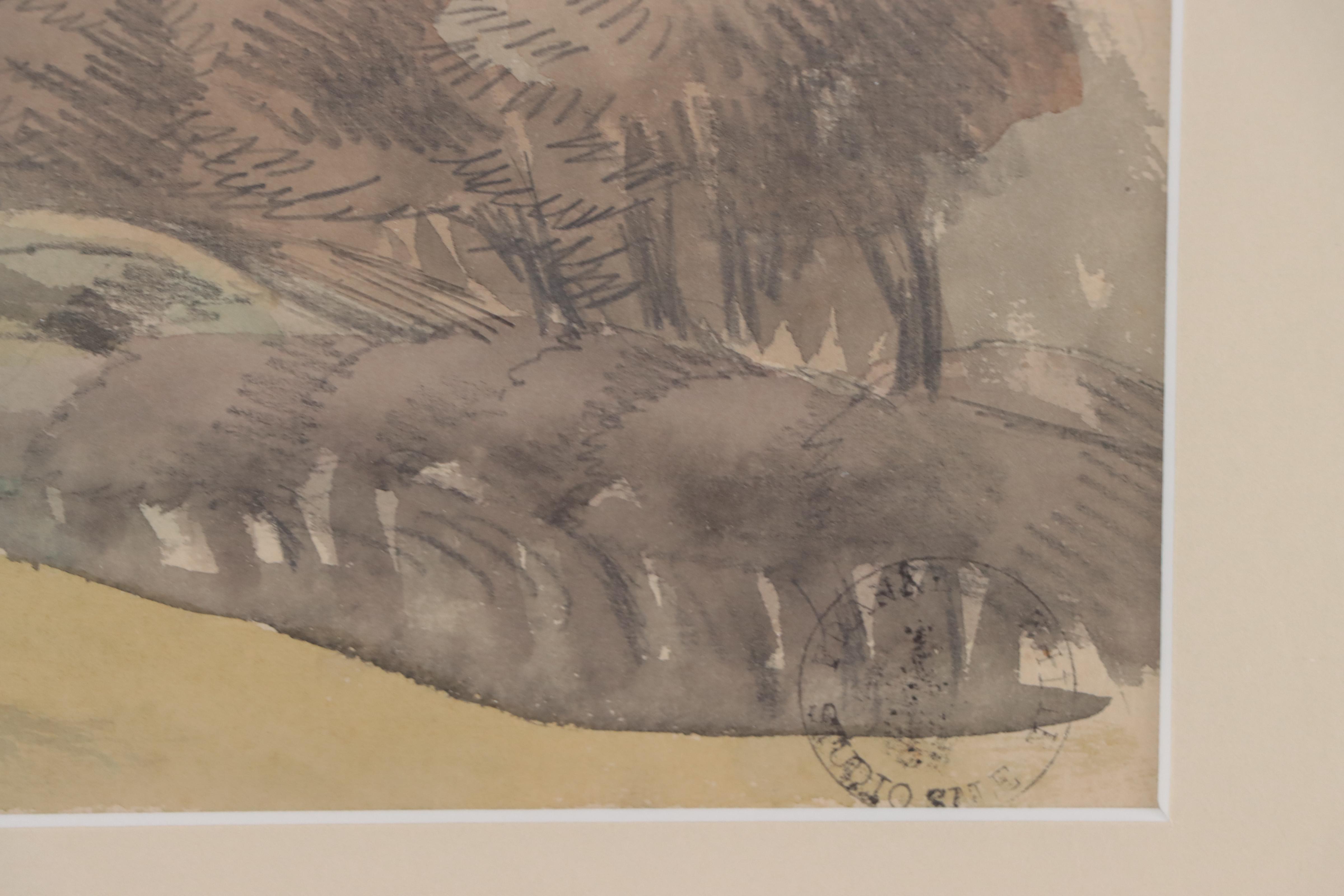 Franklin White Town Landscape Watercolor Painting