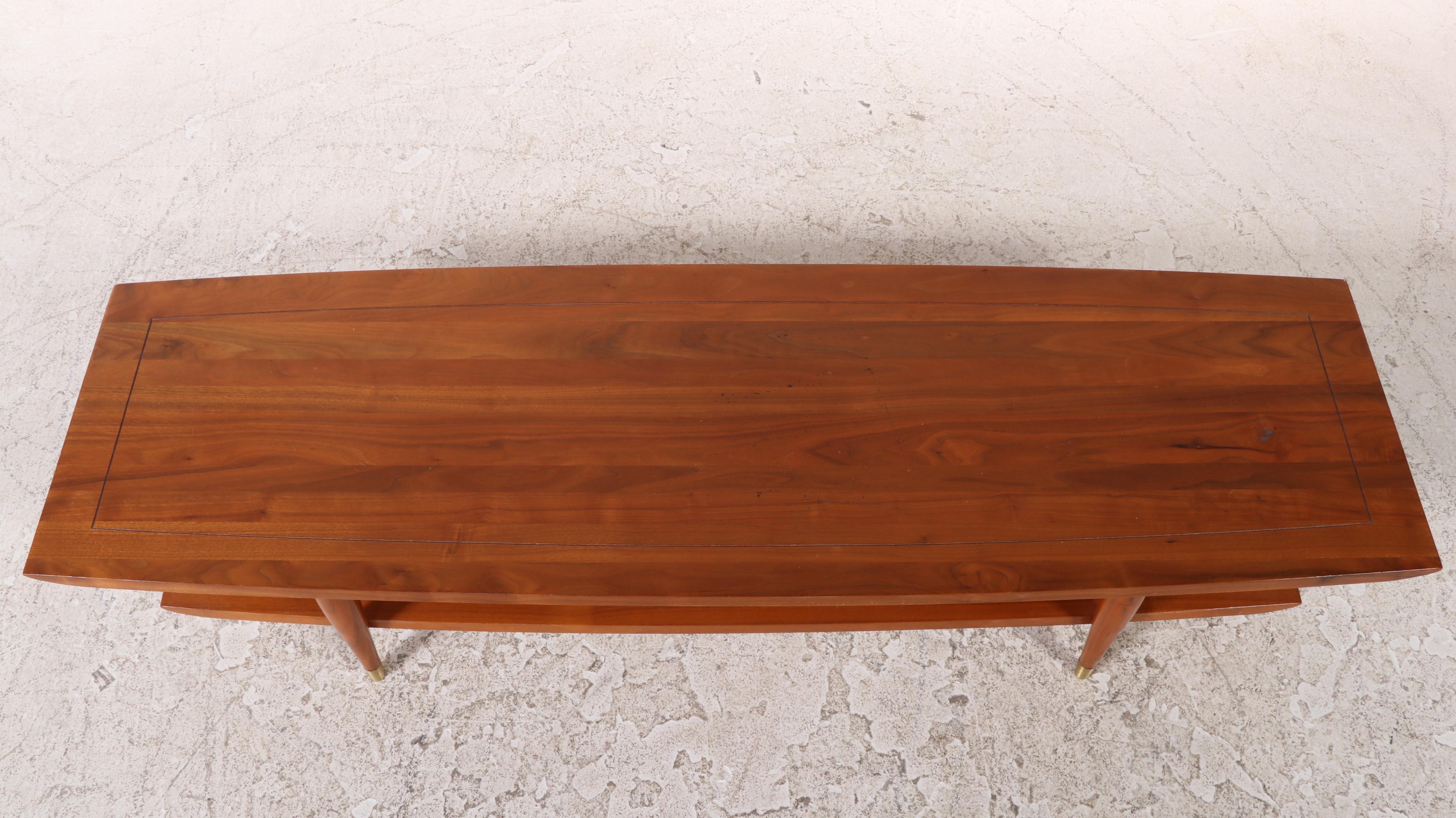 Bissman Mid Century Modern Walnut Two-Tier Coffee Table
