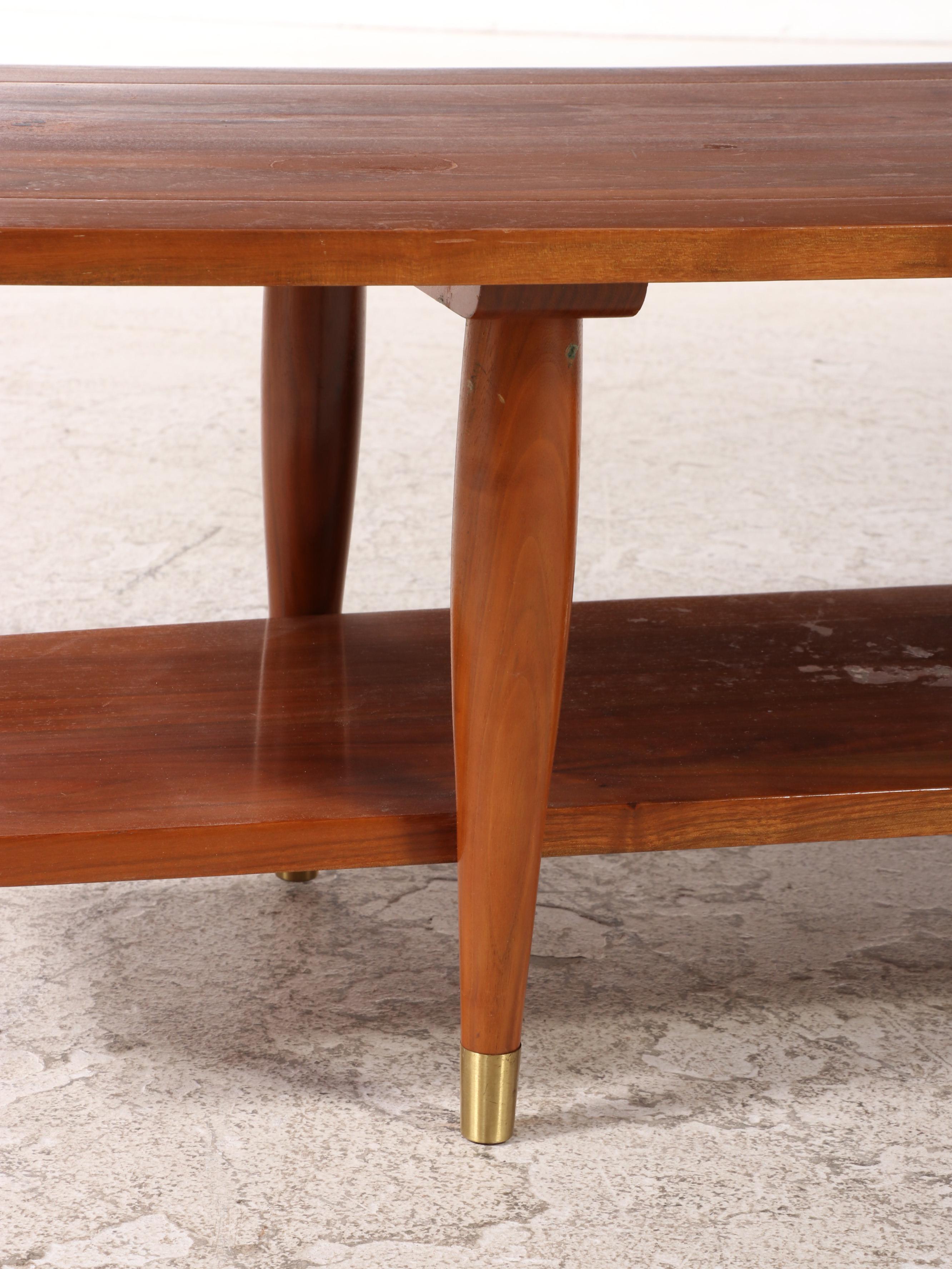 Bissman Mid Century Modern Walnut Two-Tier Coffee Table