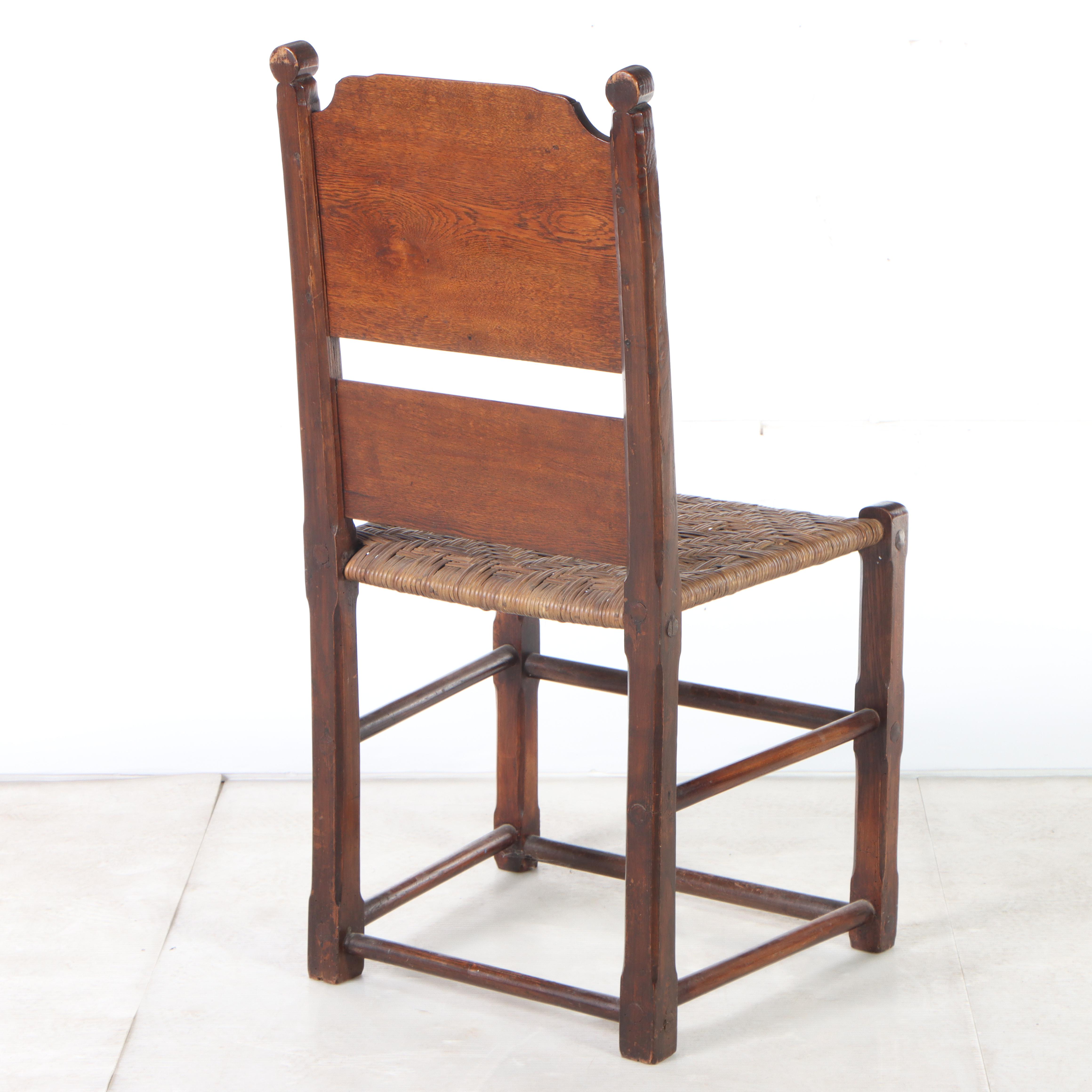 Marquetry-Back and Rush Seat Hardwood Side Chair, dated 1829