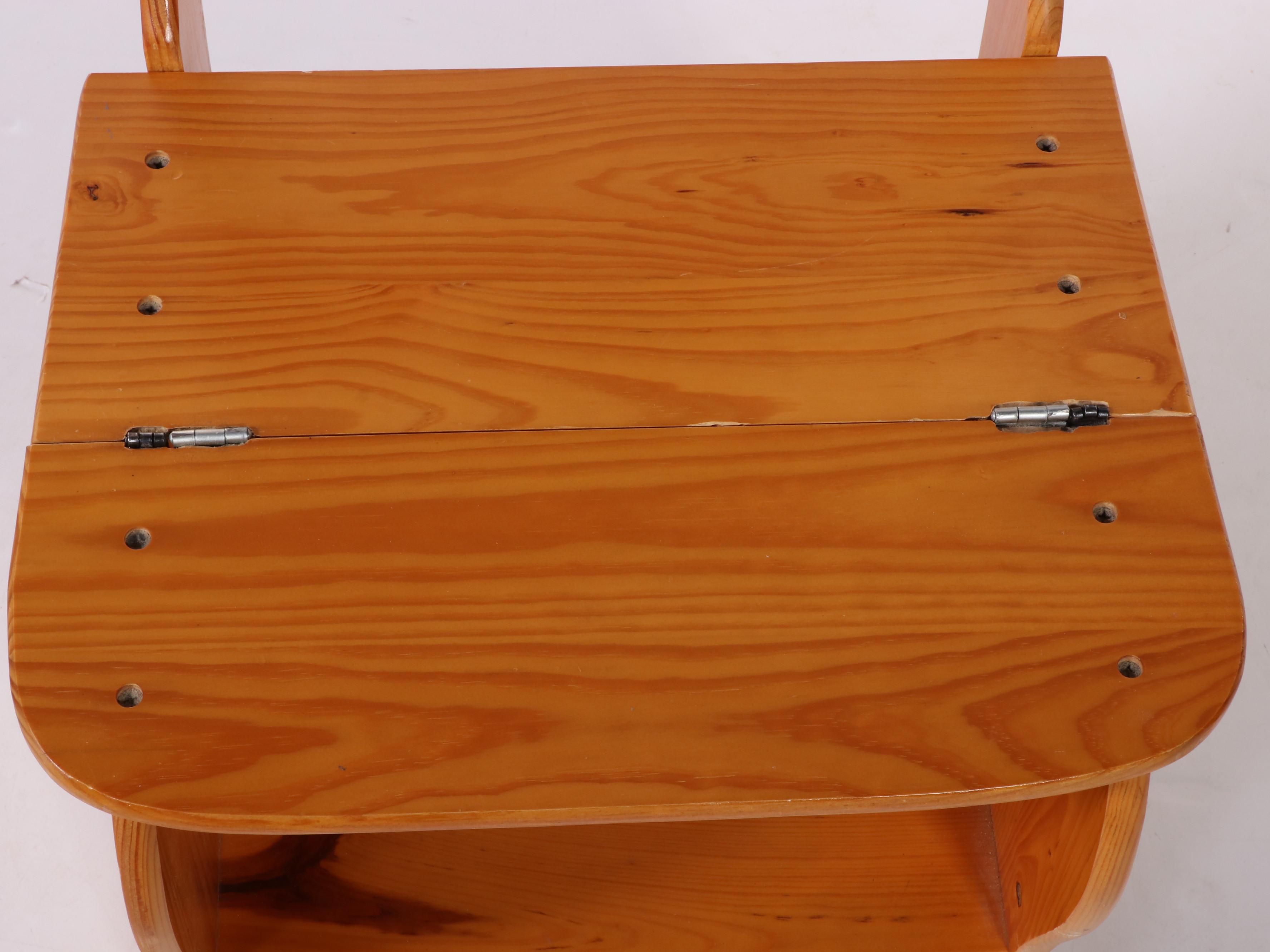 American Primitive Style Pine Metamorphic Side Chair/Library Steps Plus Footsool