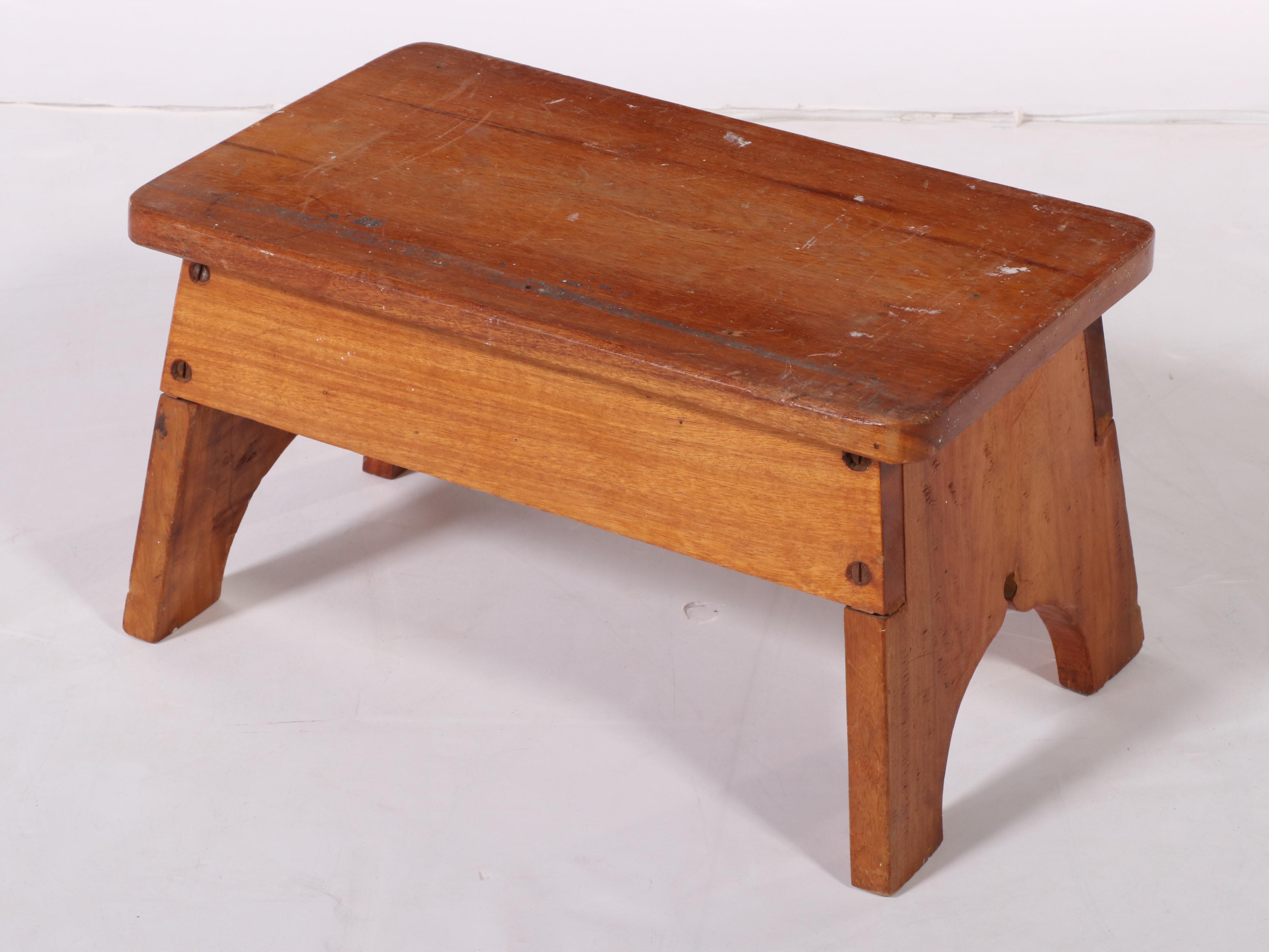 American Primitive Style Pine Metamorphic Side Chair/Library Steps Plus Footsool