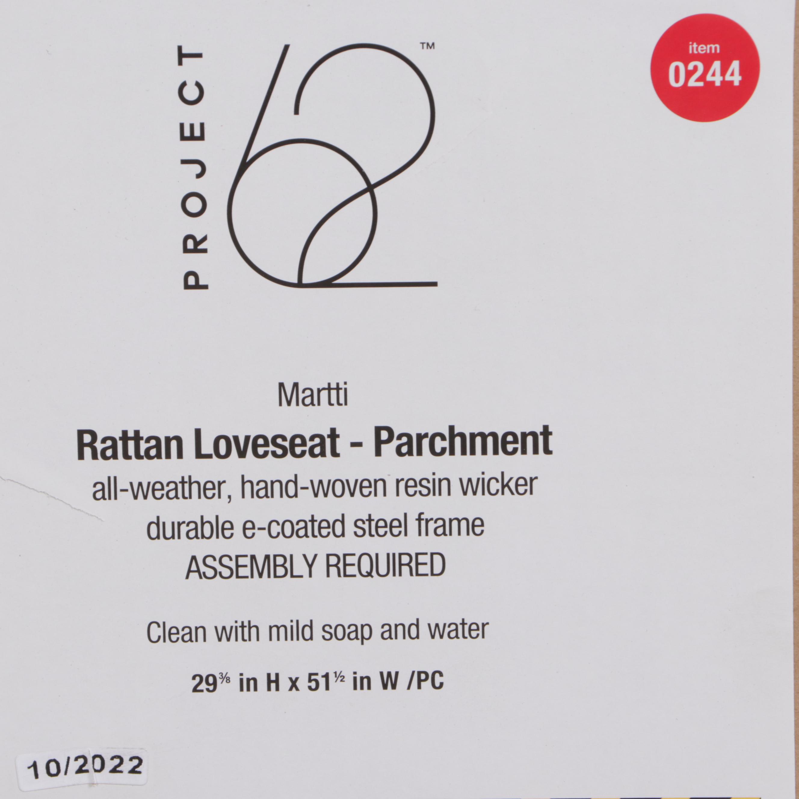 Project 62 Martii Rattan Patio Loveseat in Parchment