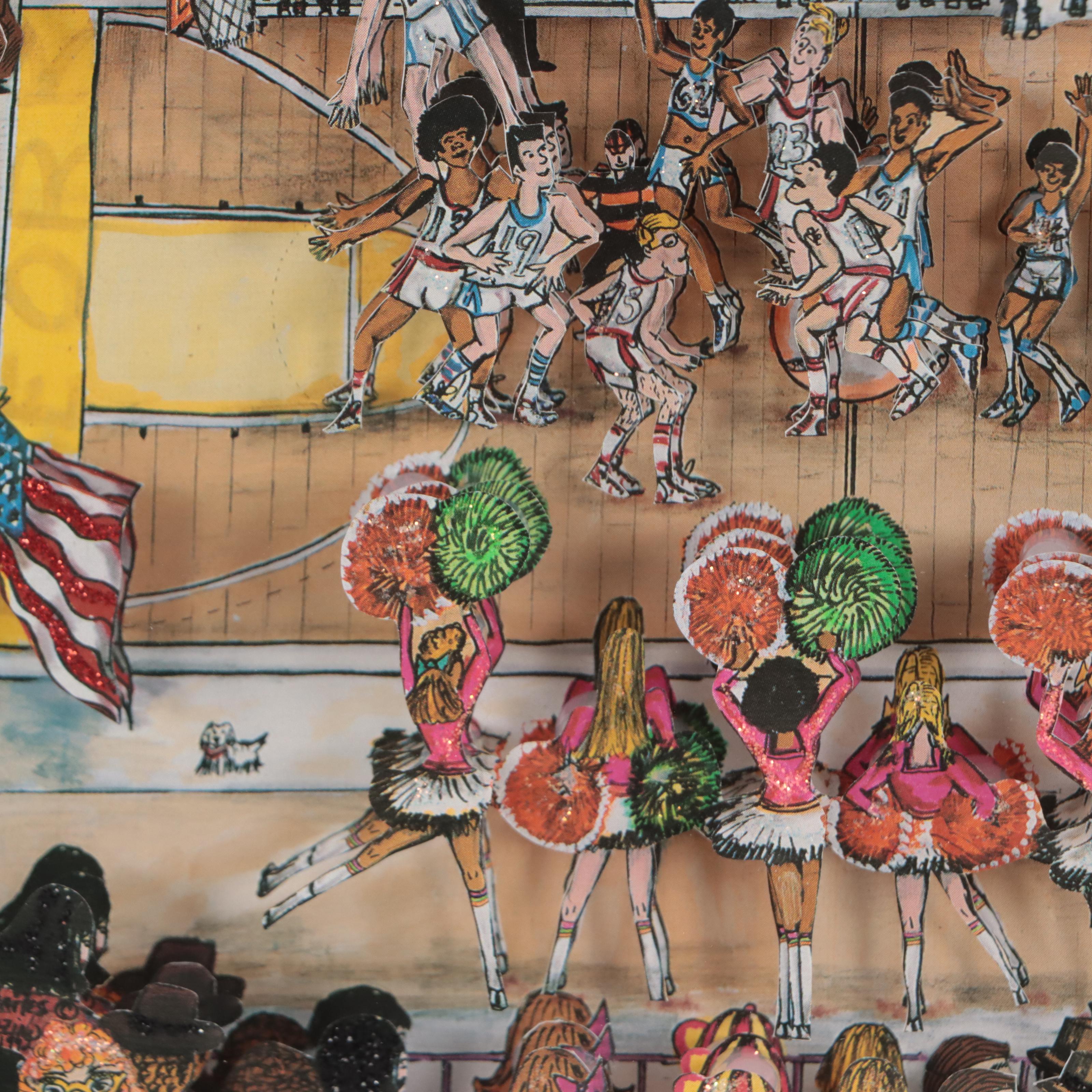 Charles Fazzino Dimensional Embellished Offset Lithograph "Hoops"