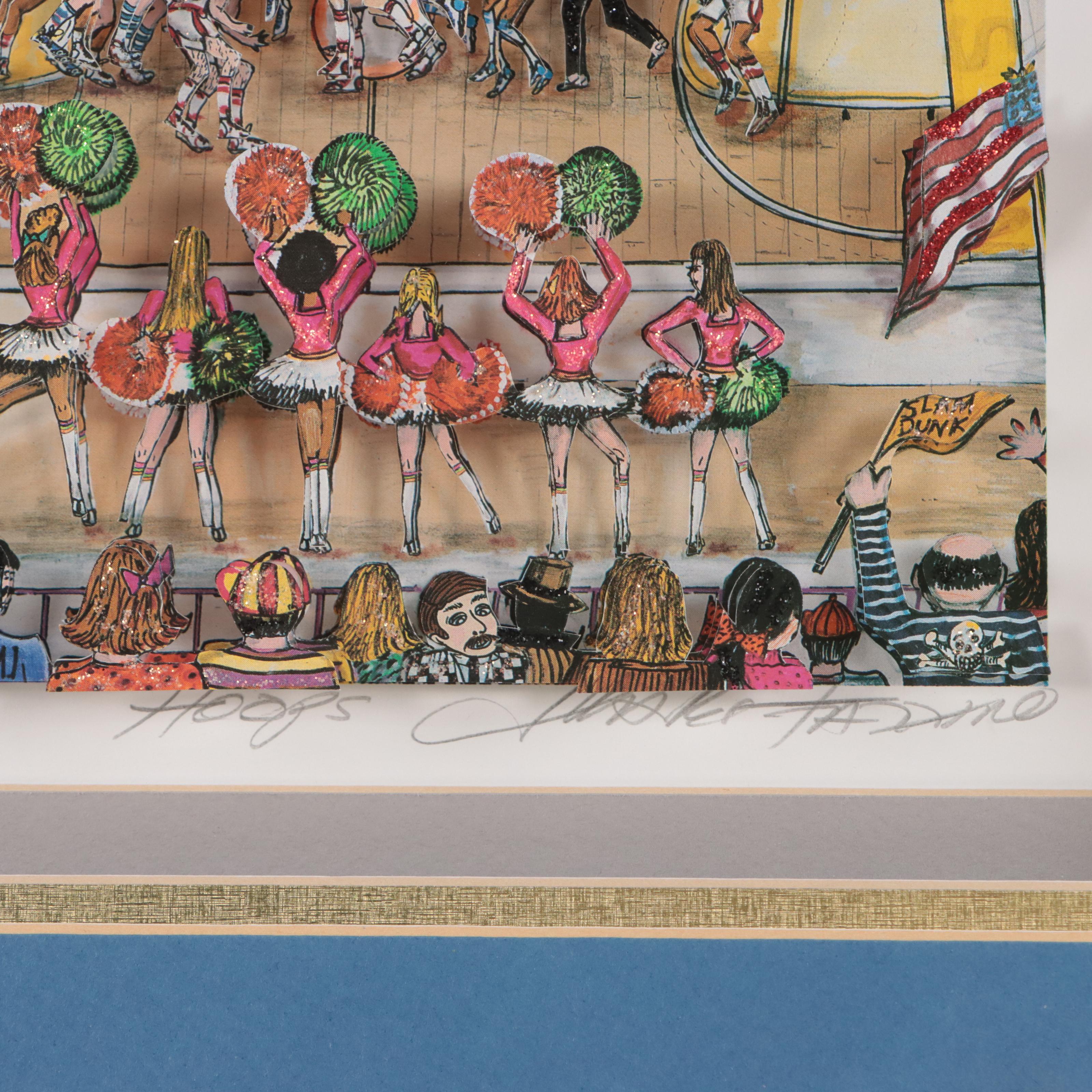 Charles Fazzino Dimensional Embellished Offset Lithograph "Hoops"