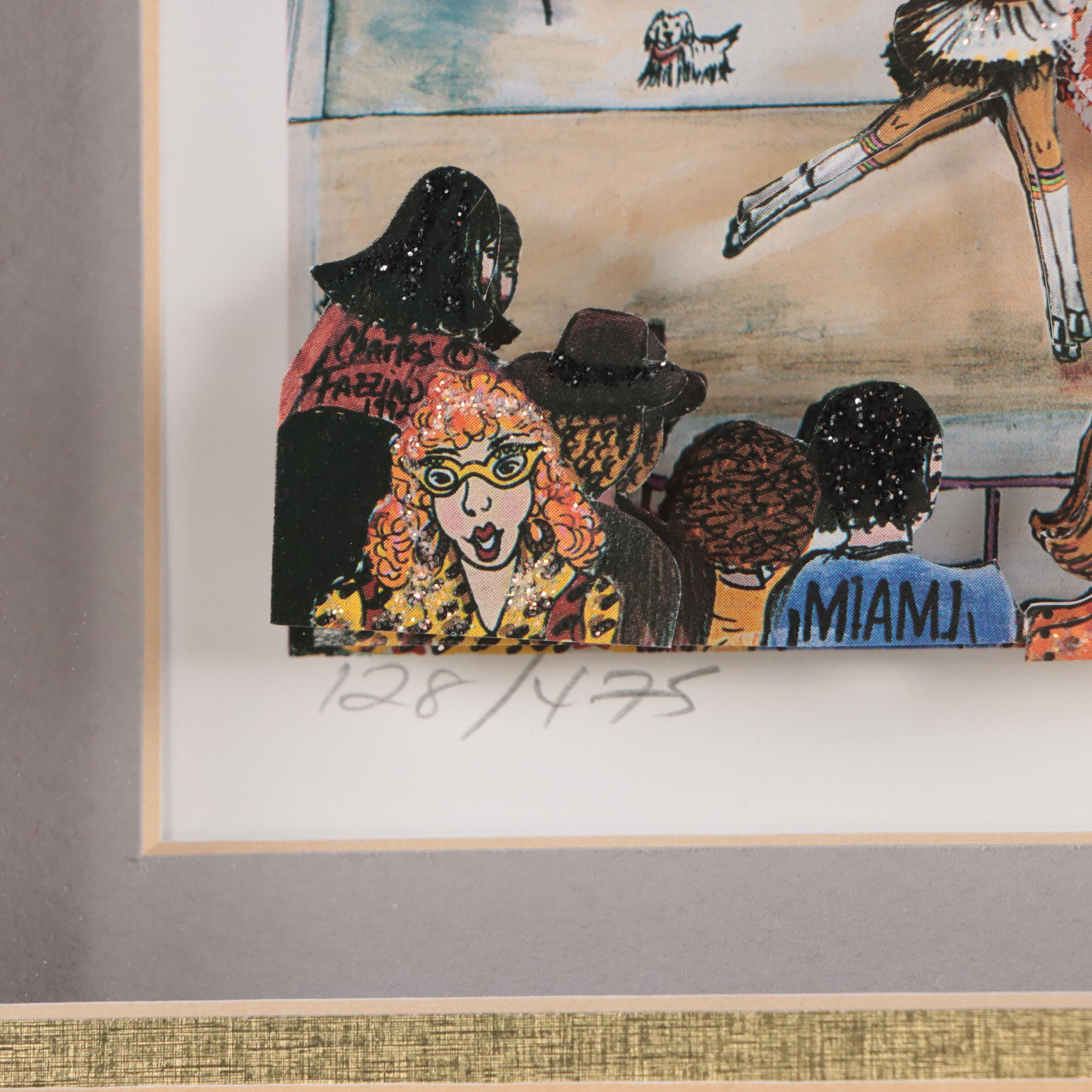 Charles Fazzino Dimensional Embellished Offset Lithograph "Hoops"