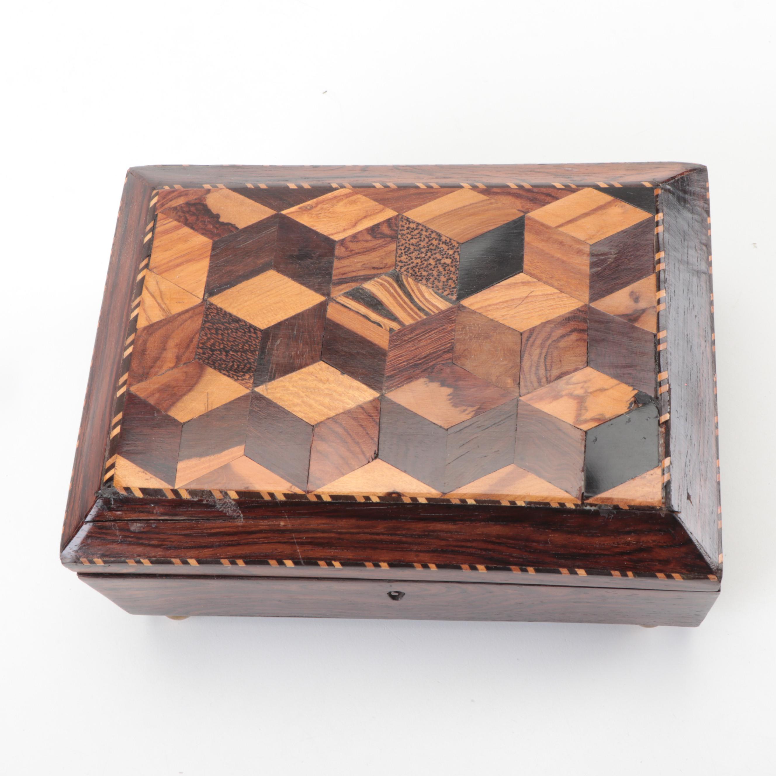 English Tunbridge Ware Rosewood Box, ca. 1880