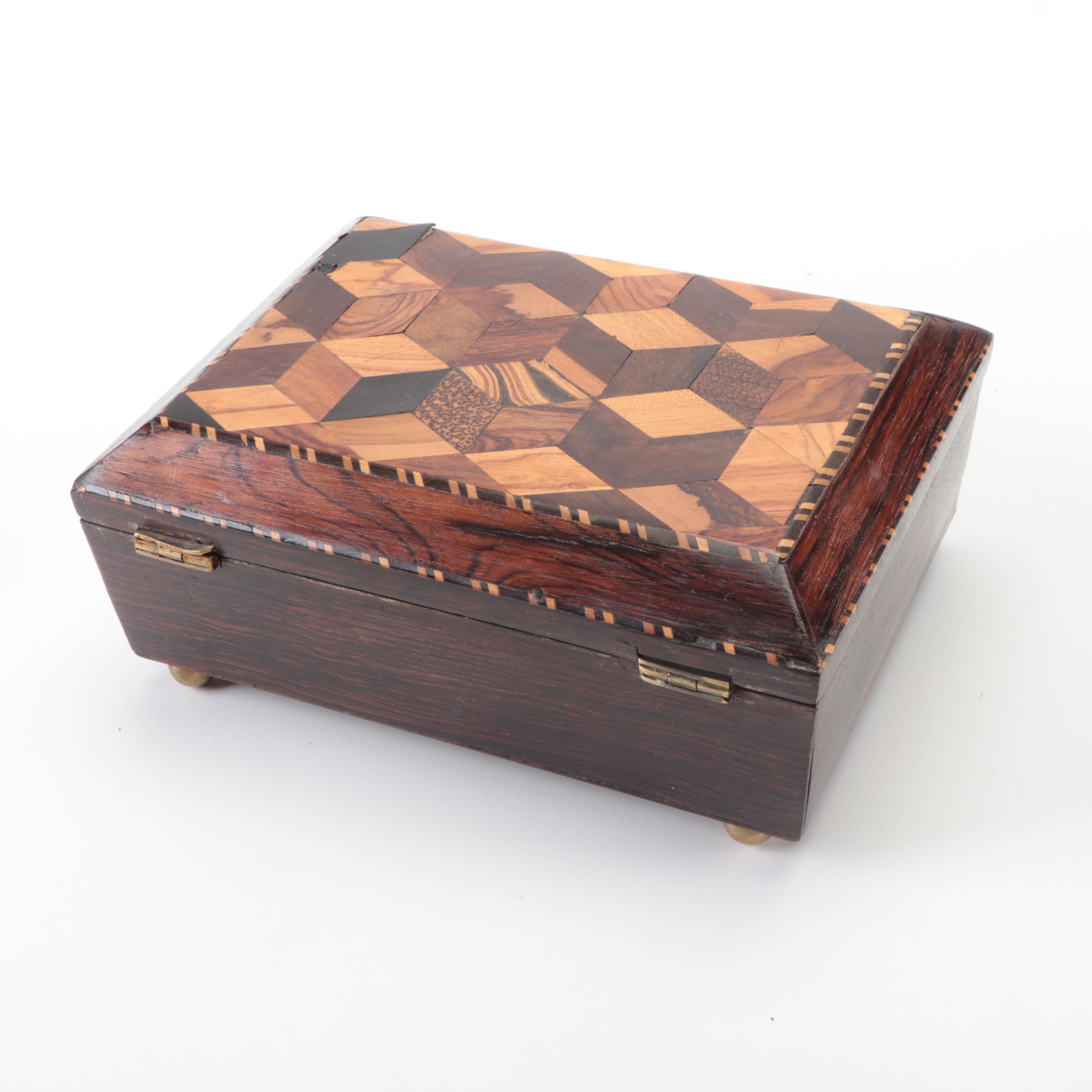 English Tunbridge Ware Rosewood Box, ca. 1880