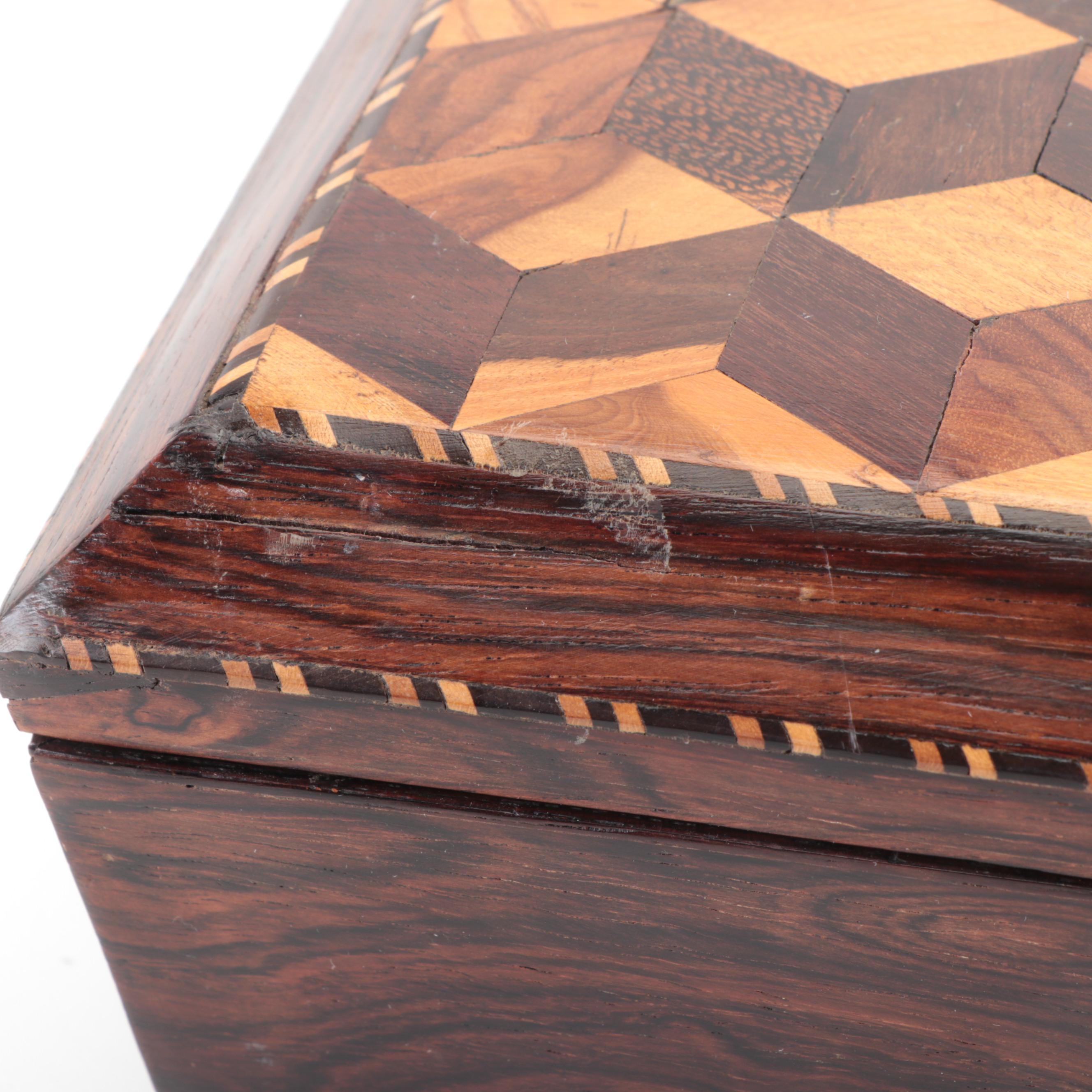 English Tunbridge Ware Rosewood Box, ca. 1880