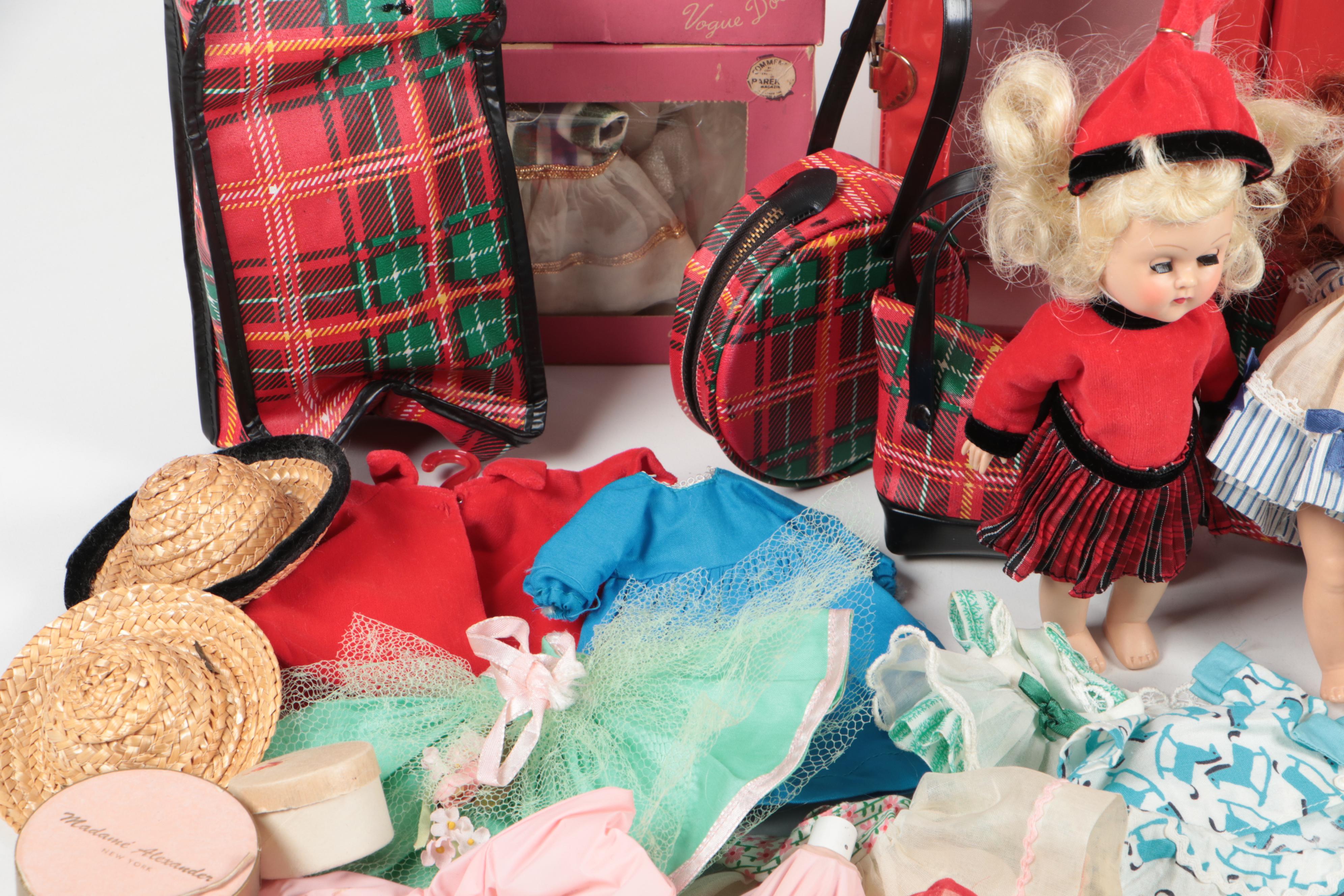 Vouge "Ginny" Walker Dolls with Clothing and Accessories, Mid-20th Century