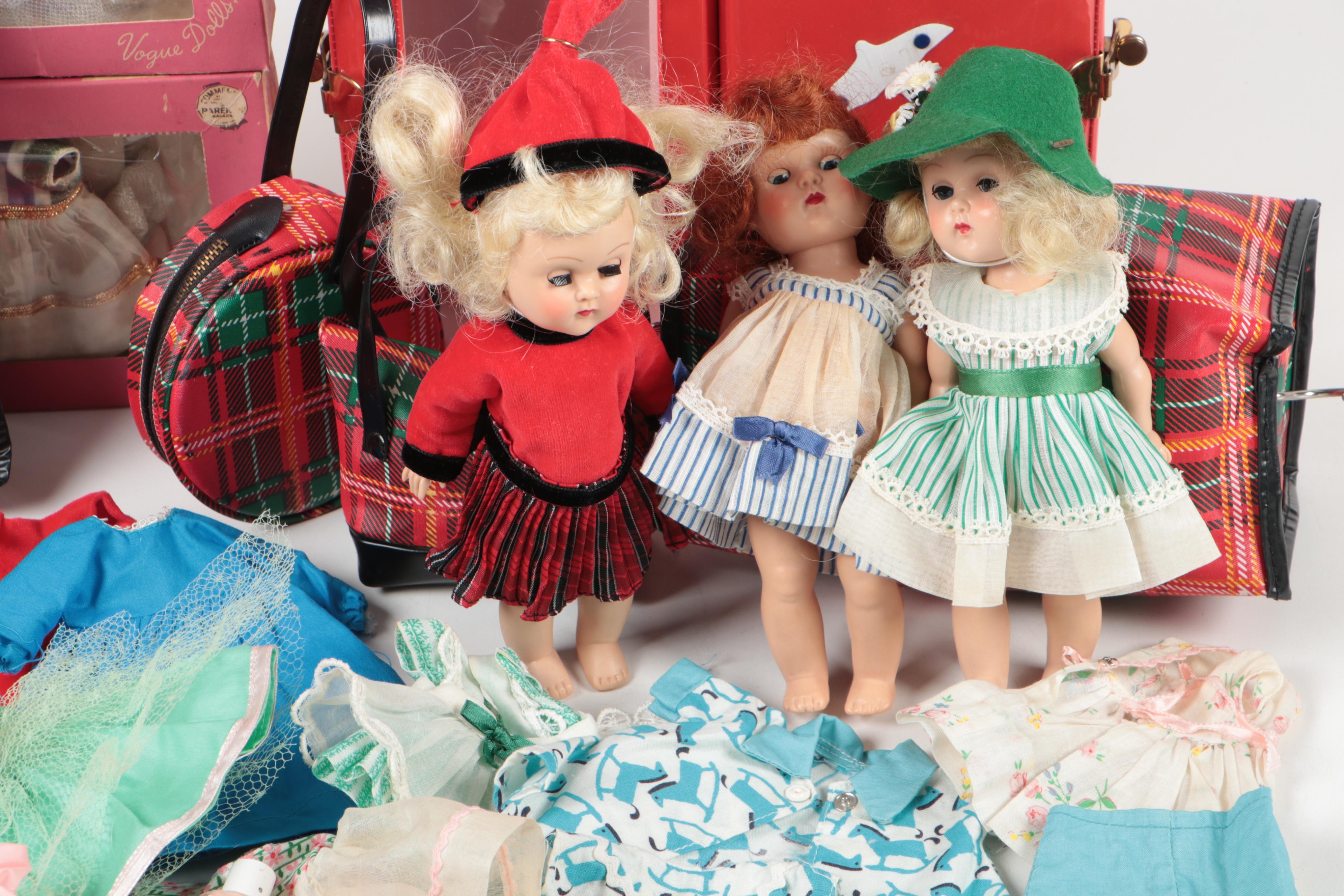 Vouge "Ginny" Walker Dolls with Clothing and Accessories, Mid-20th Century