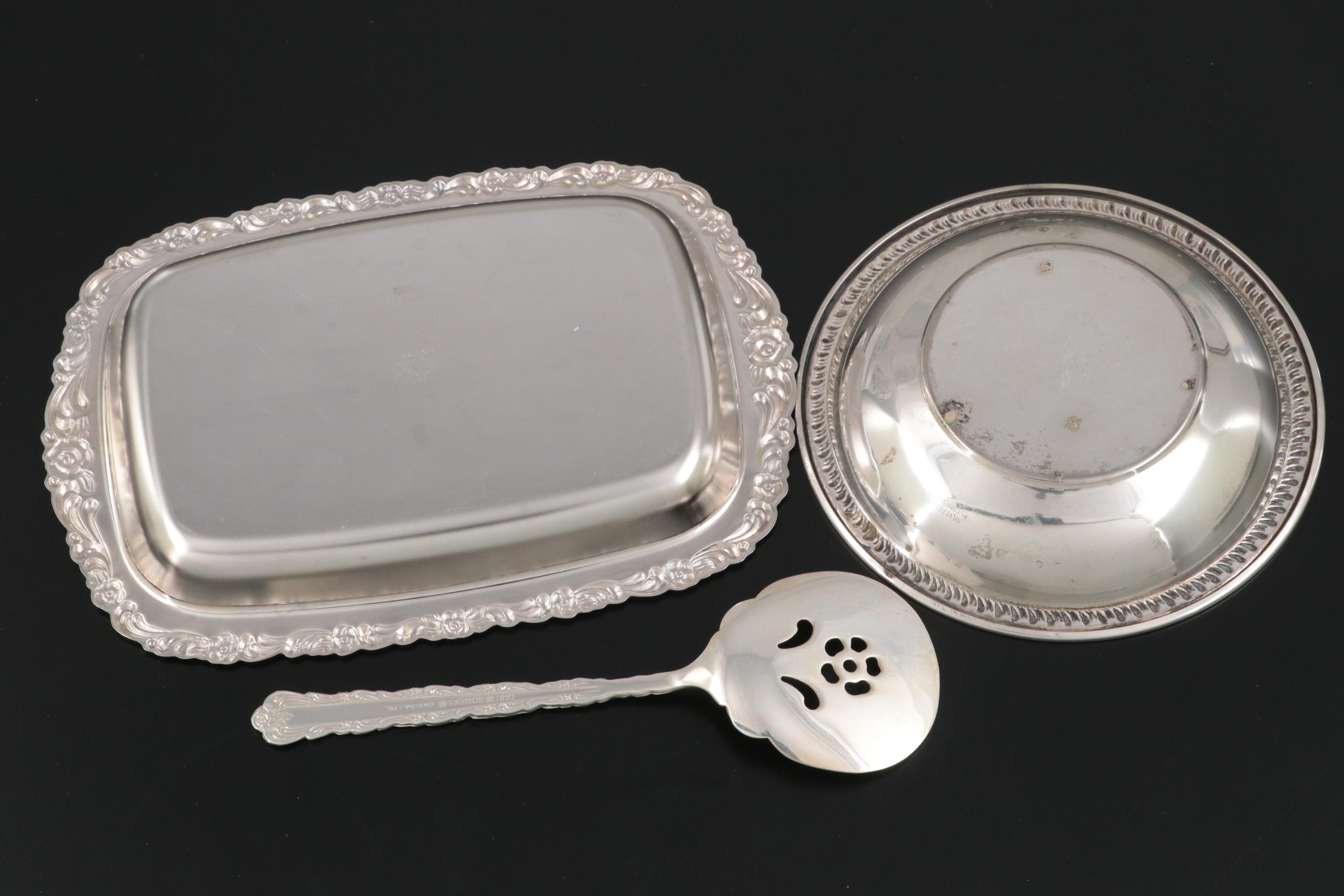 Oneida "Queen Bess II" and Other Silver Plate Serving Pieces and Tableware
