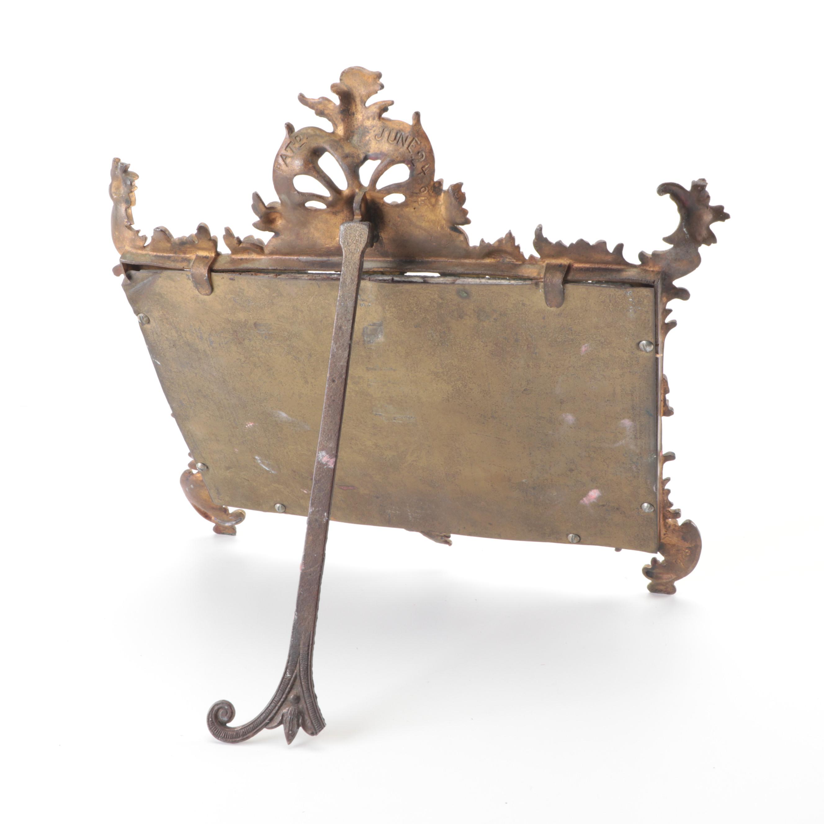 Rococo Revival Style Gilt Brass and Beveled Glass Tabletop Mirror