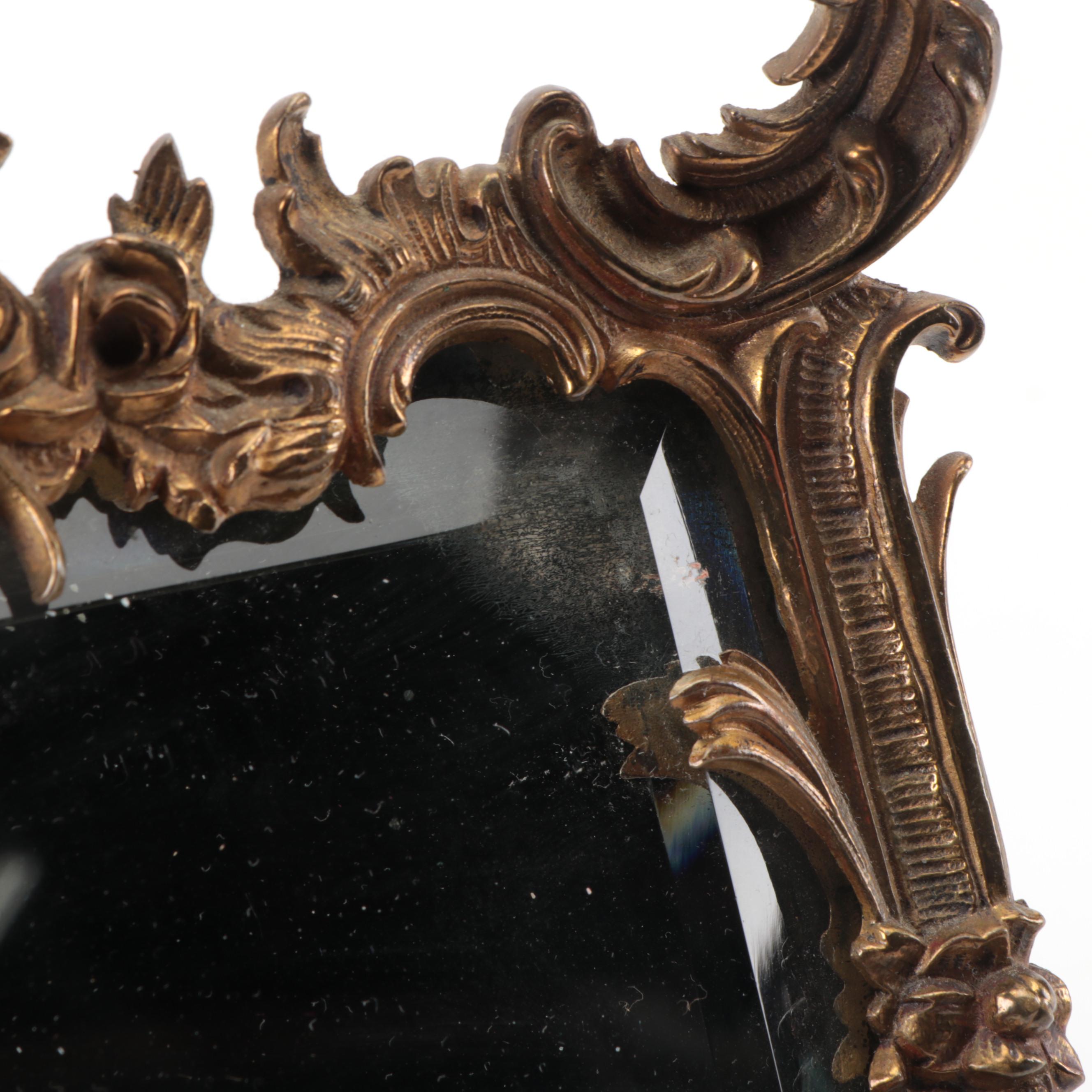 Rococo Revival Style Gilt Brass and Beveled Glass Tabletop Mirror